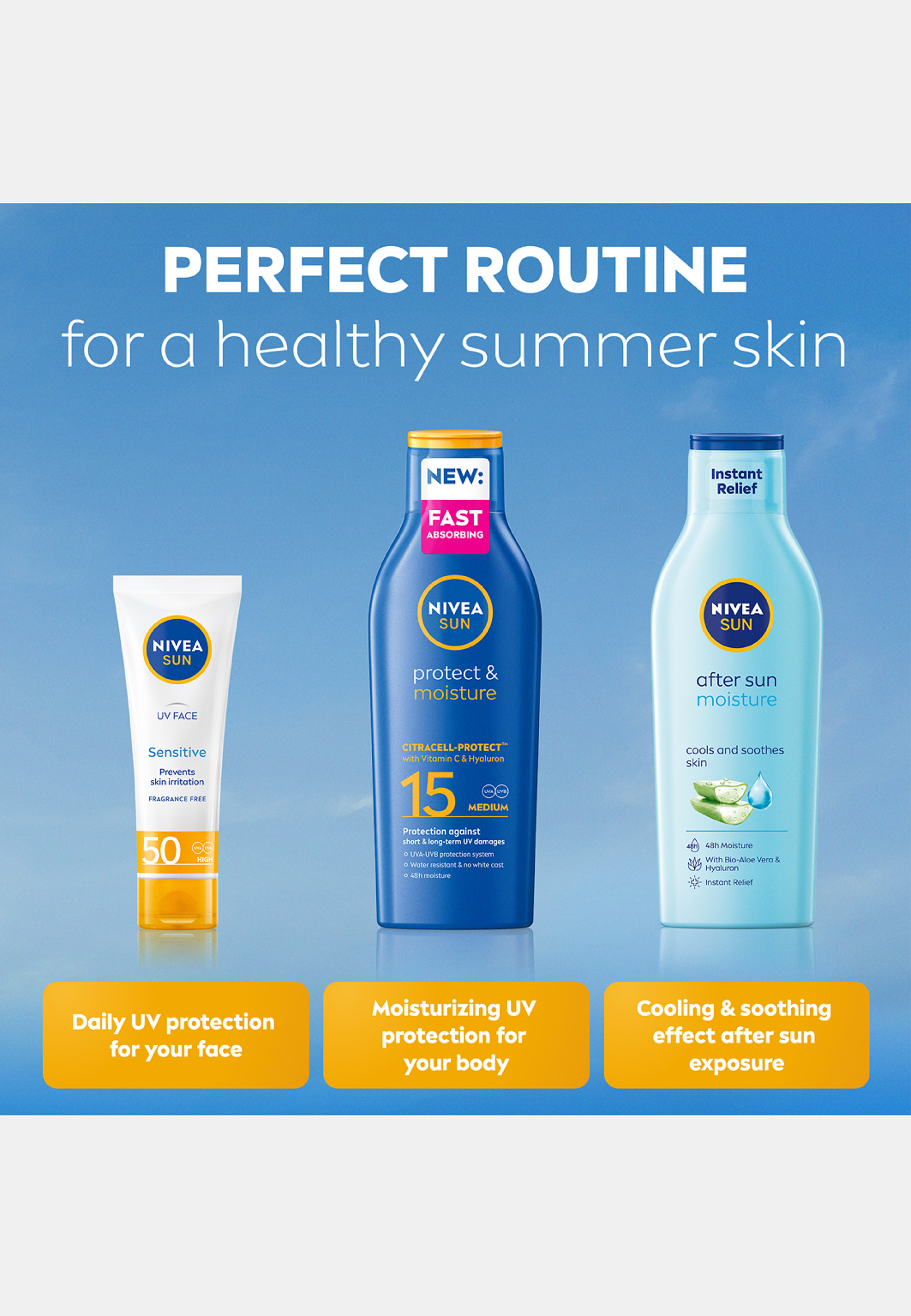 Solkräm Protect & Moisture Sun Lotion SPF15 200 ml NIVEA SUN