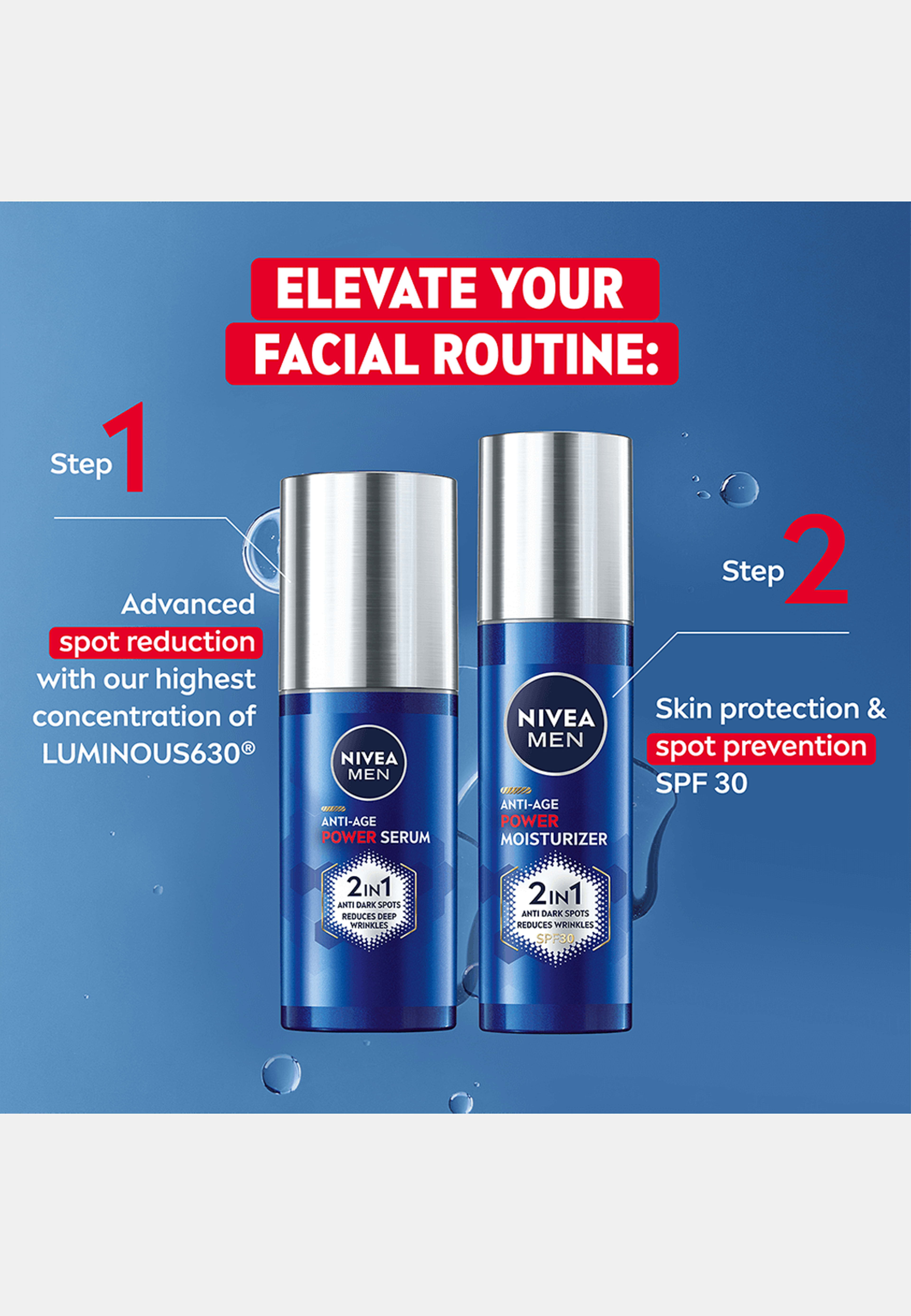 Ansiktskräm man Luminous Anti Age 2in1 Power Moisturiser SPF30 50 ml NIVEA MEN