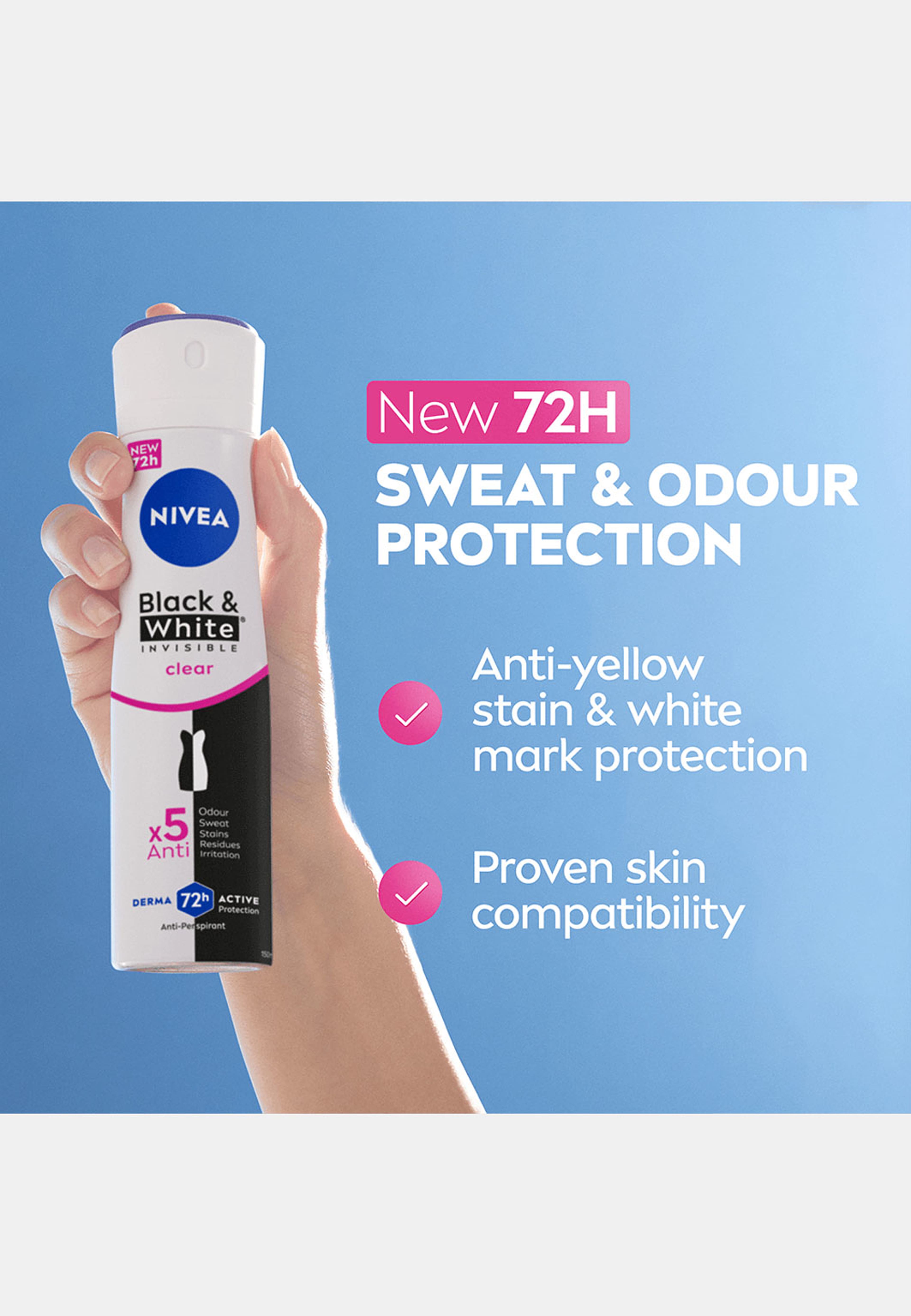 Antiperspirant Deo Spray Black & White Original 150 ml NIVEA