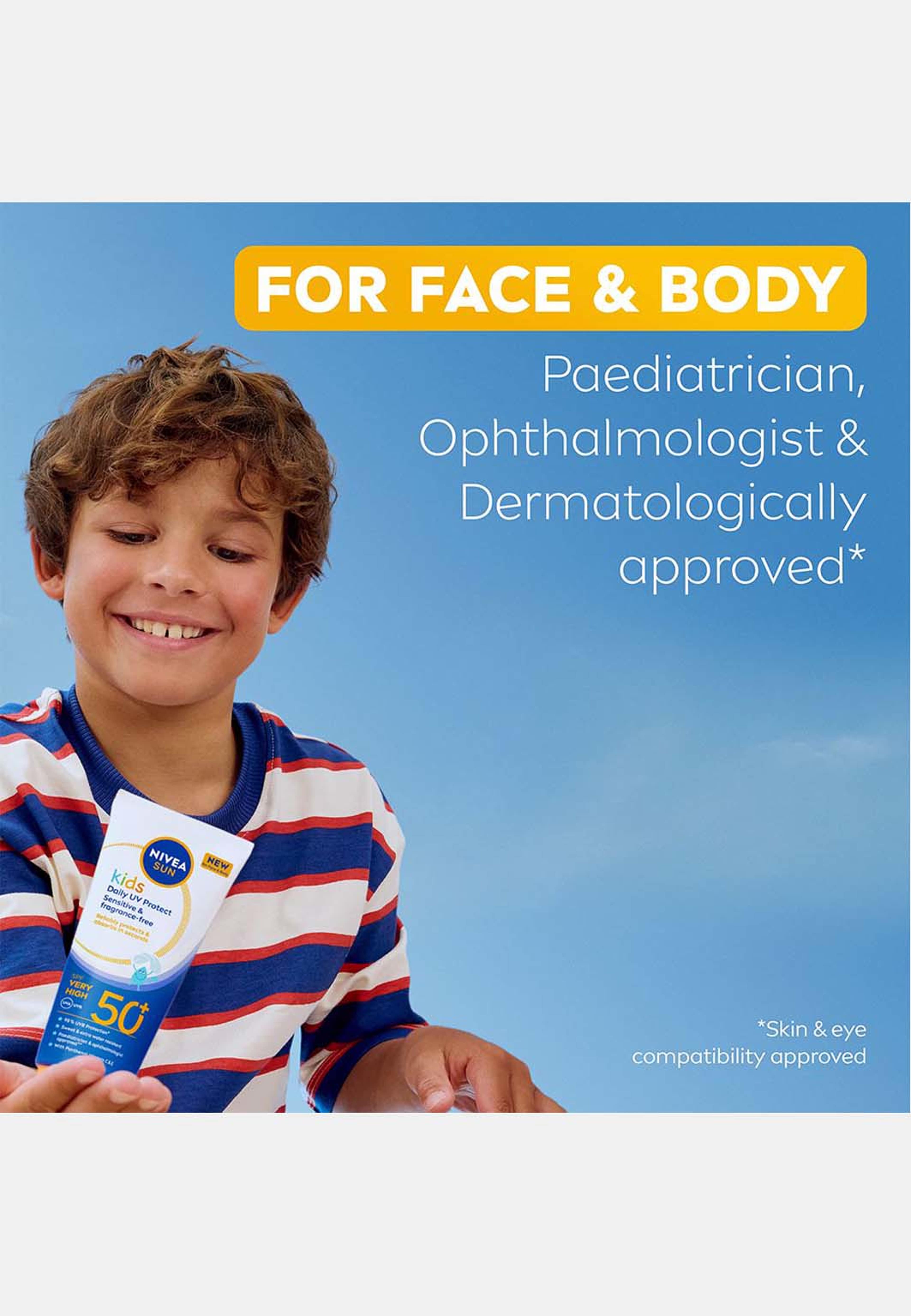 Solskydd Kids Daily UV Protect SPF50+, från NIVEA. Klicka för att öppna bilden i stort format