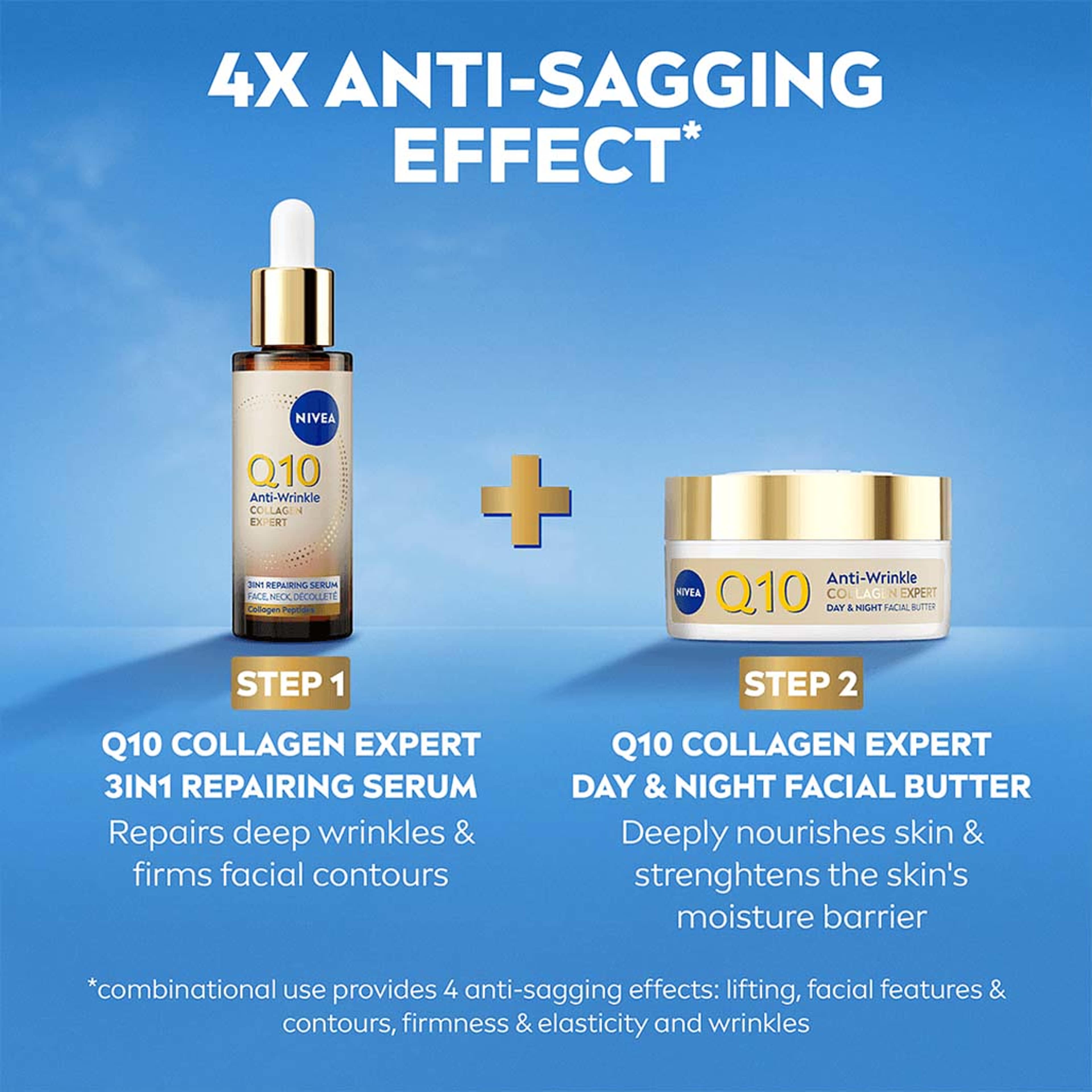 Ansiktskräm Q10 Anti-Wrinkle Collagen Expert Day & Night Facial Butter, från NIVEA. Klicka för att öppna bilden i stort format