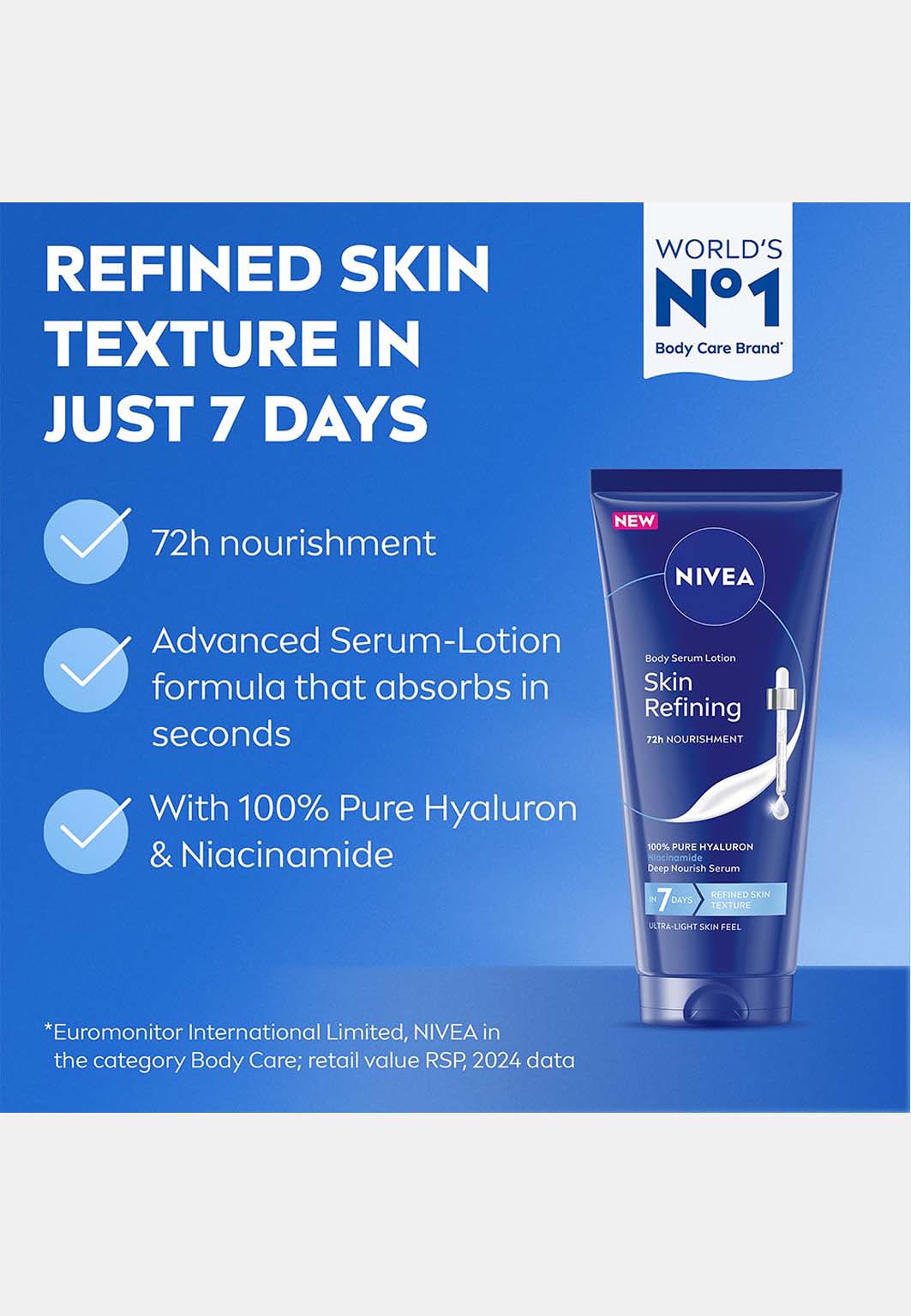 Body Serum Lotion Skin Refining, från NIVEA. Klicka för att öppna bilden i stort format