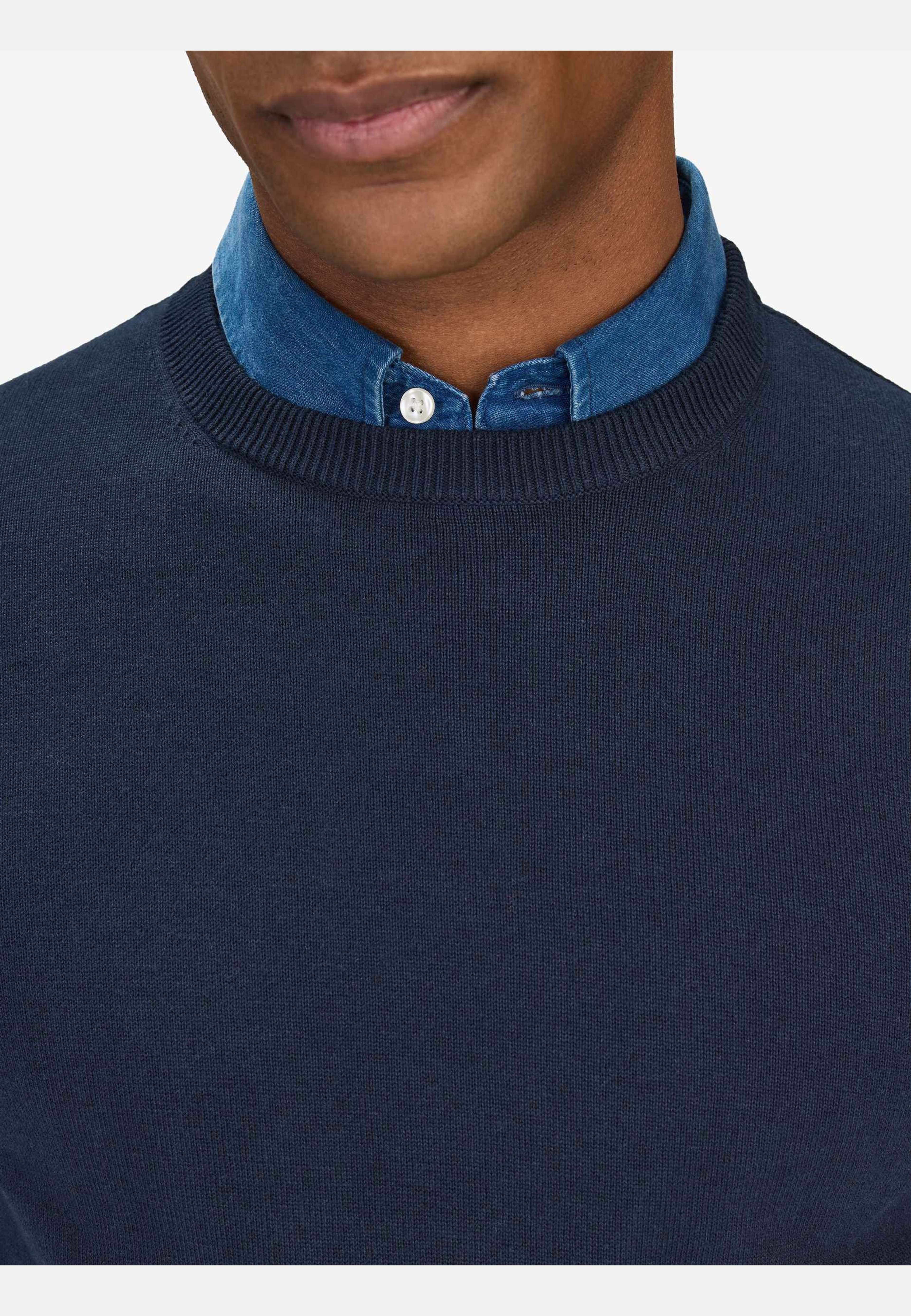Cotton Crew Neck Sweater (sean), från John Henric, i färgen navy blue. Klicka för att öppna bilden i stort format