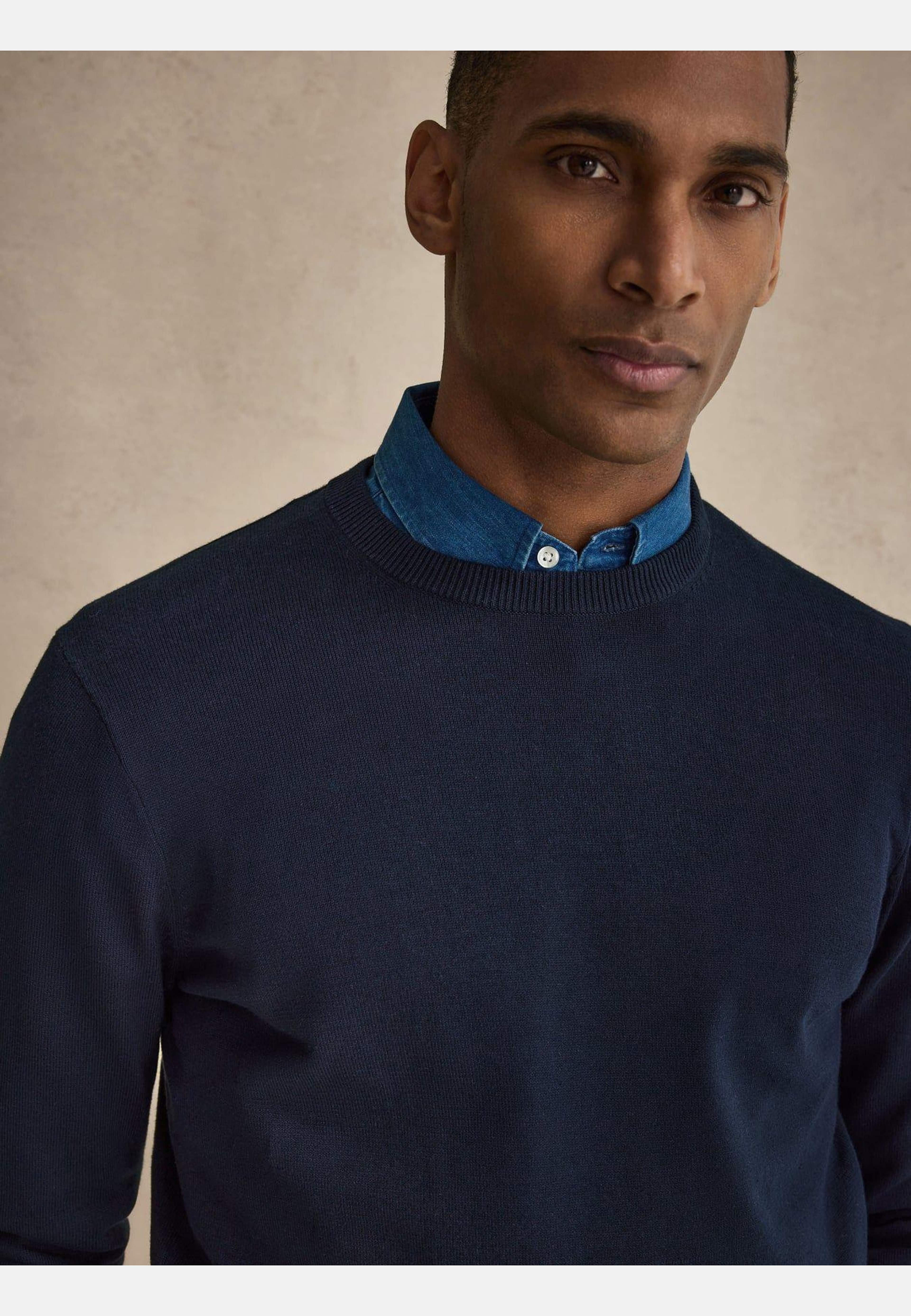 Cotton Crew Neck Sweater (sean), från John Henric, i färgen navy blue. Klicka för att öppna bilden i stort format