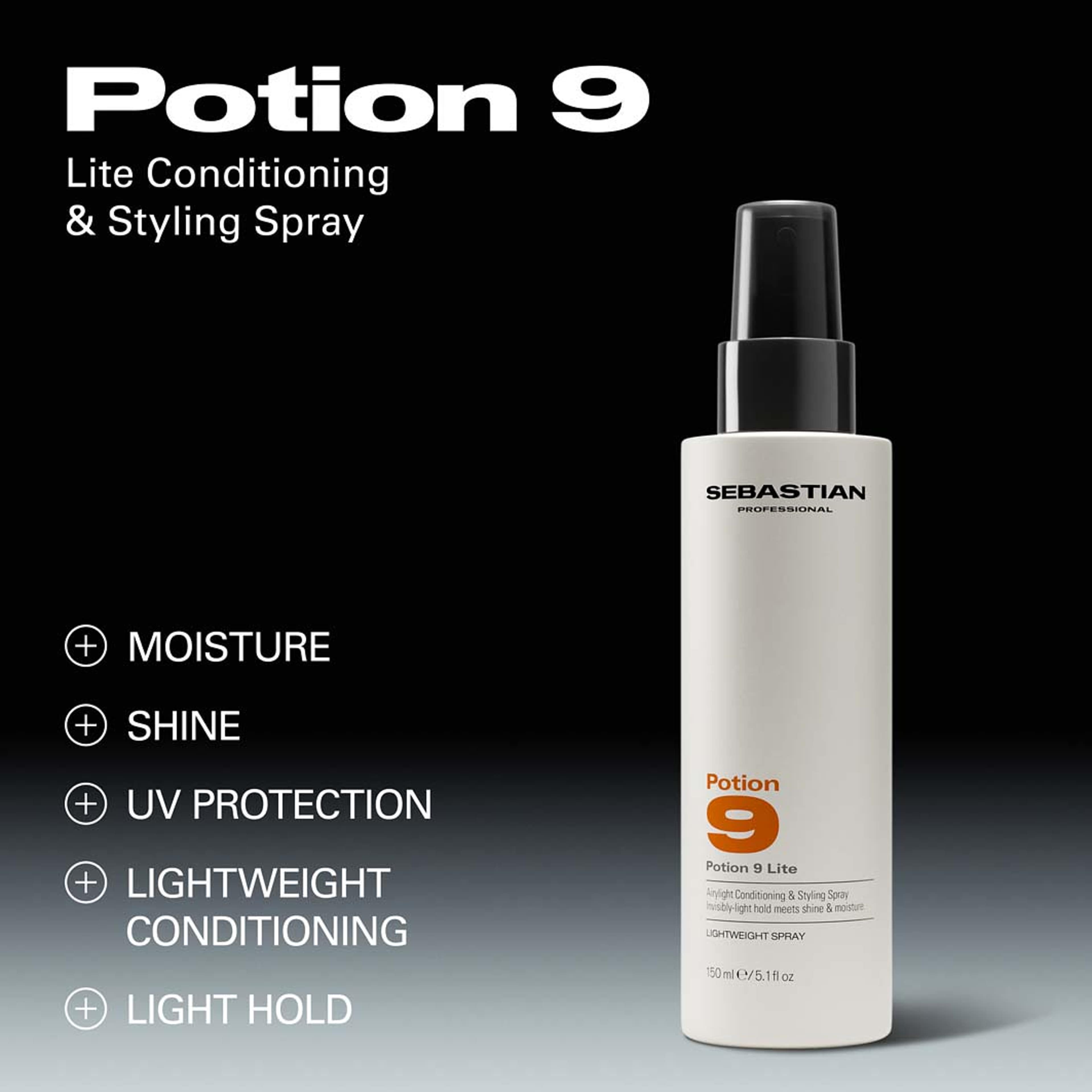 Potion 9 Lite Conditioning & Styling Spray, från Sebastian Professional. Klicka för att öppna bilden i stort format