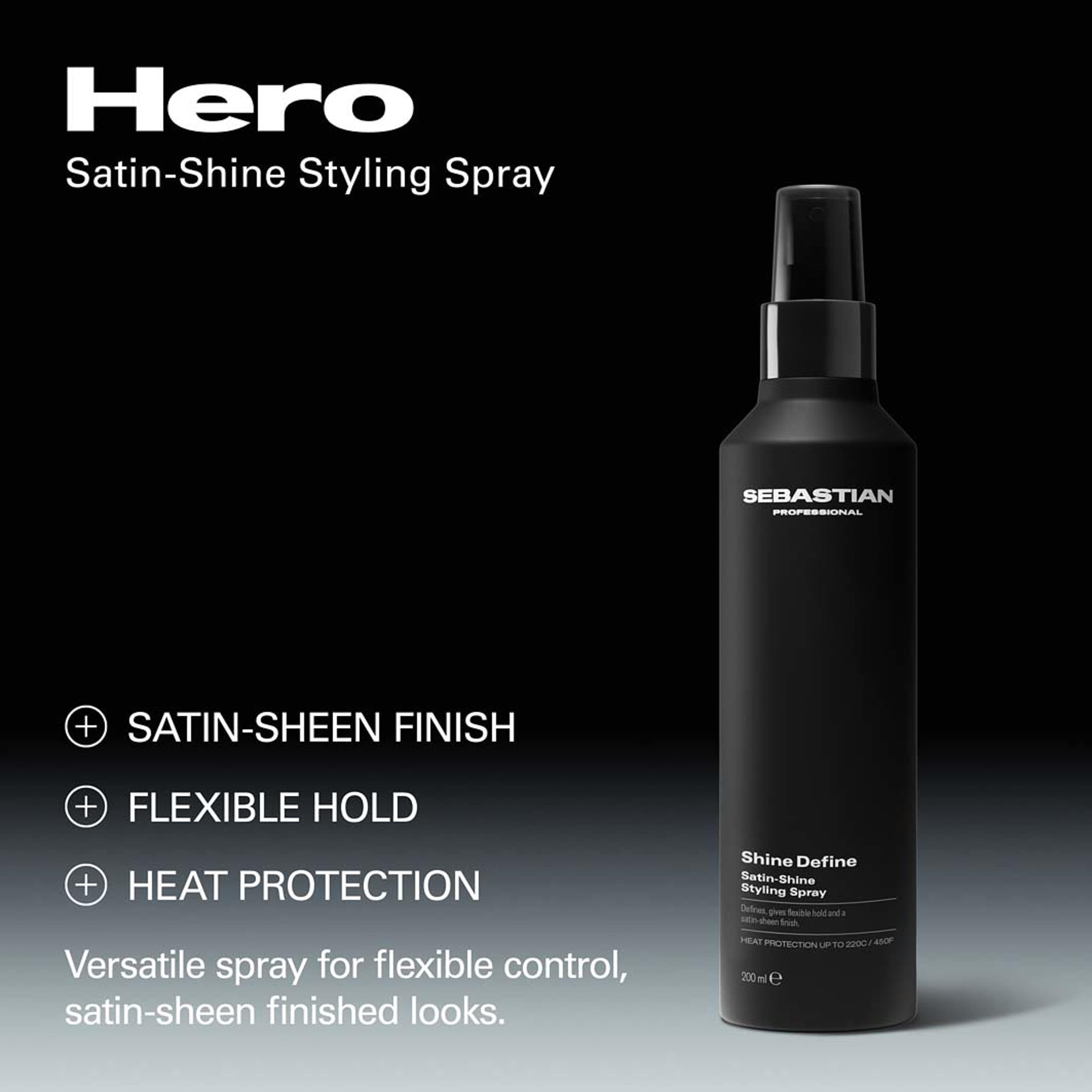 Shine Define Satin-Shine Styling Spray, från Sebastian Professional. Klicka för att öppna bilden i stort format