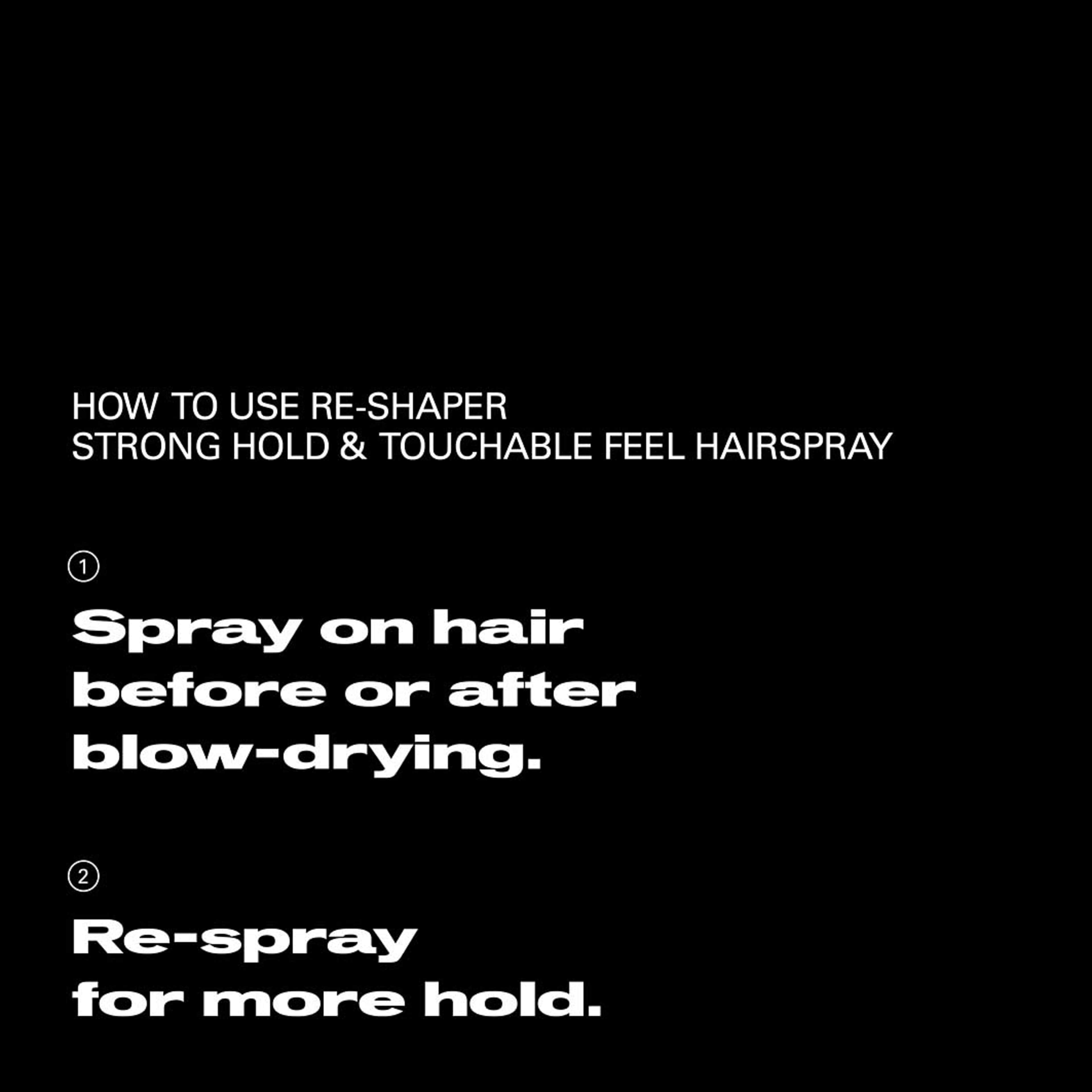 Reshaper Strong Hold & Touchable Feel Hairspray, från Sebastian Professional. Klicka för att öppna bilden i stort format