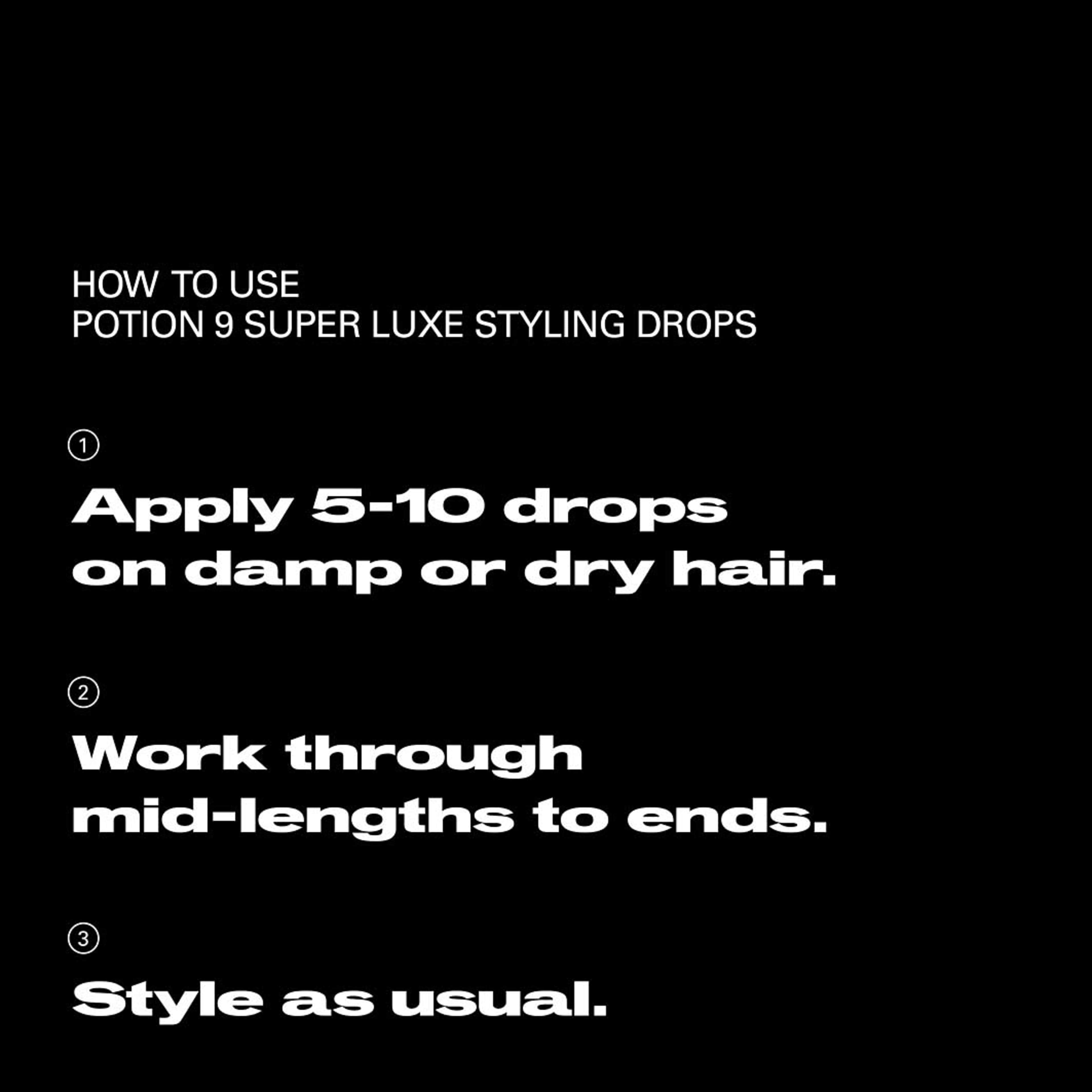 Potion 9 Super Luxe Styling Drops, från Sebastian Professional. Klicka för att öppna bilden i stort format