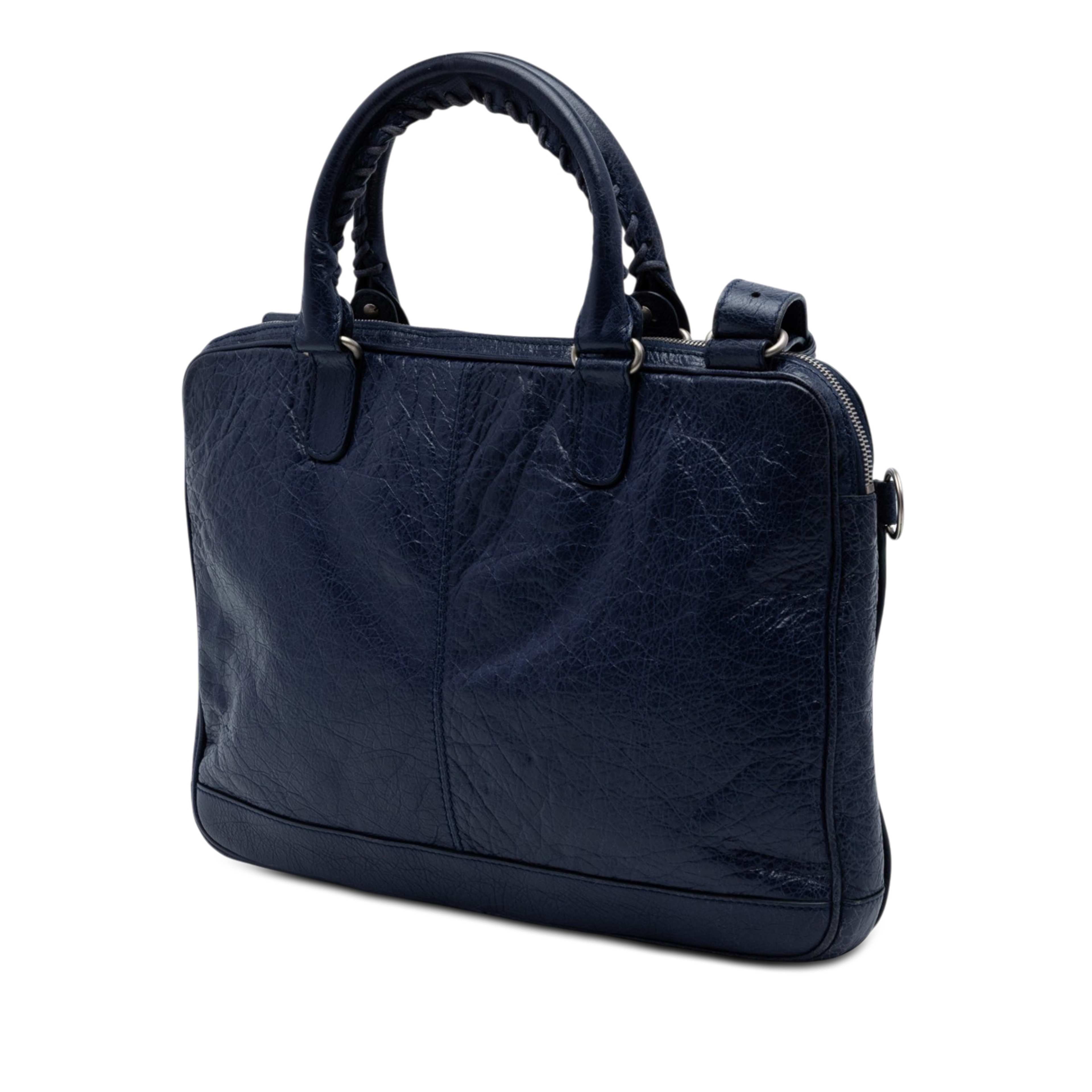 Balenciaga Lambskin Motocross Giant 12 Briefcase, från Luxclusif, i färgen blå. Klicka för att öppna bilden i stort format