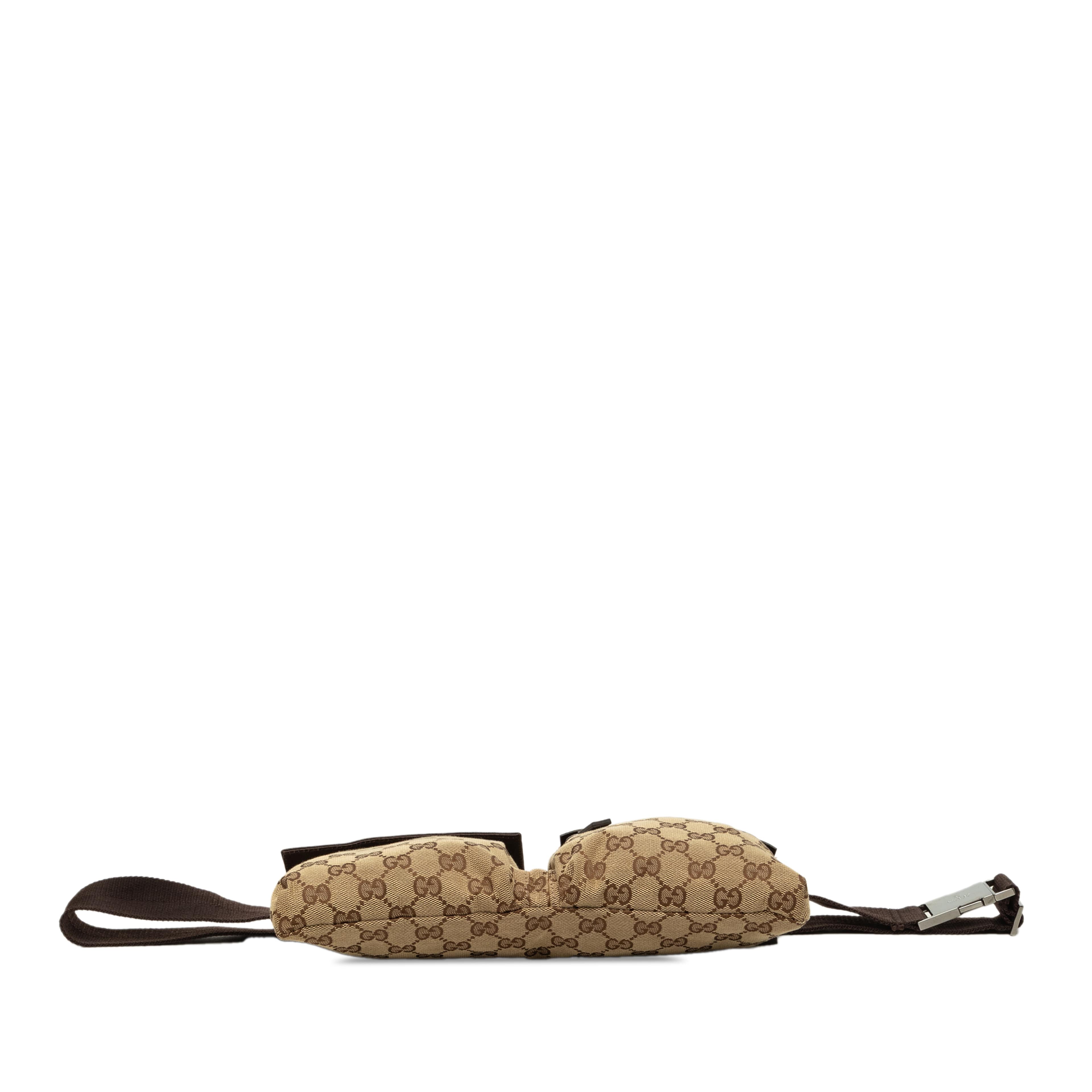 Gucci Gg Canvas Double Pocket Belt Bag, från Luxclusif, i färgen beige. Klicka för att öppna bilden i stort format