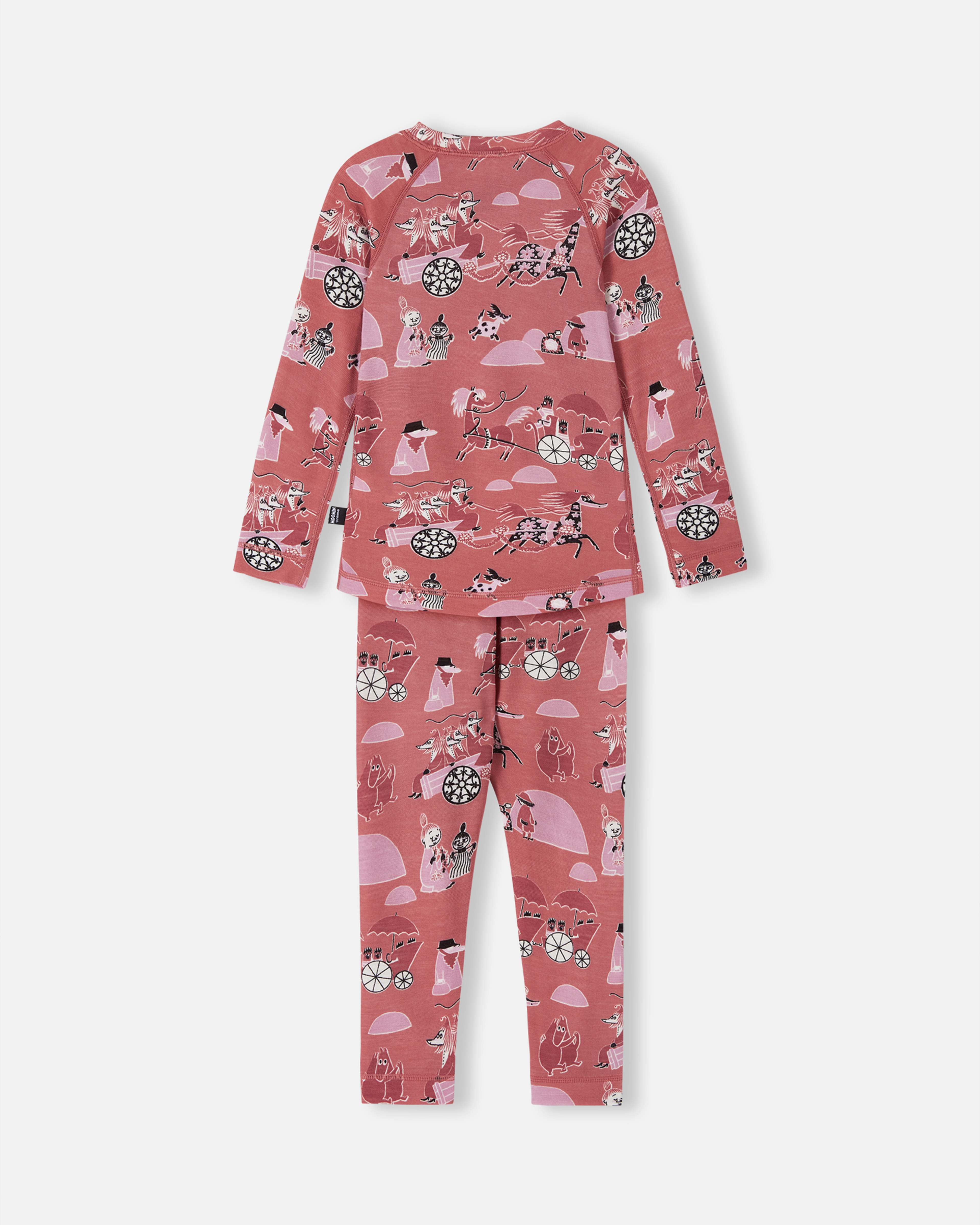Ullunderkläder Moomin Trivsam, från Reima, i färgen rose blush. Klicka för att öppna bilden i stort format