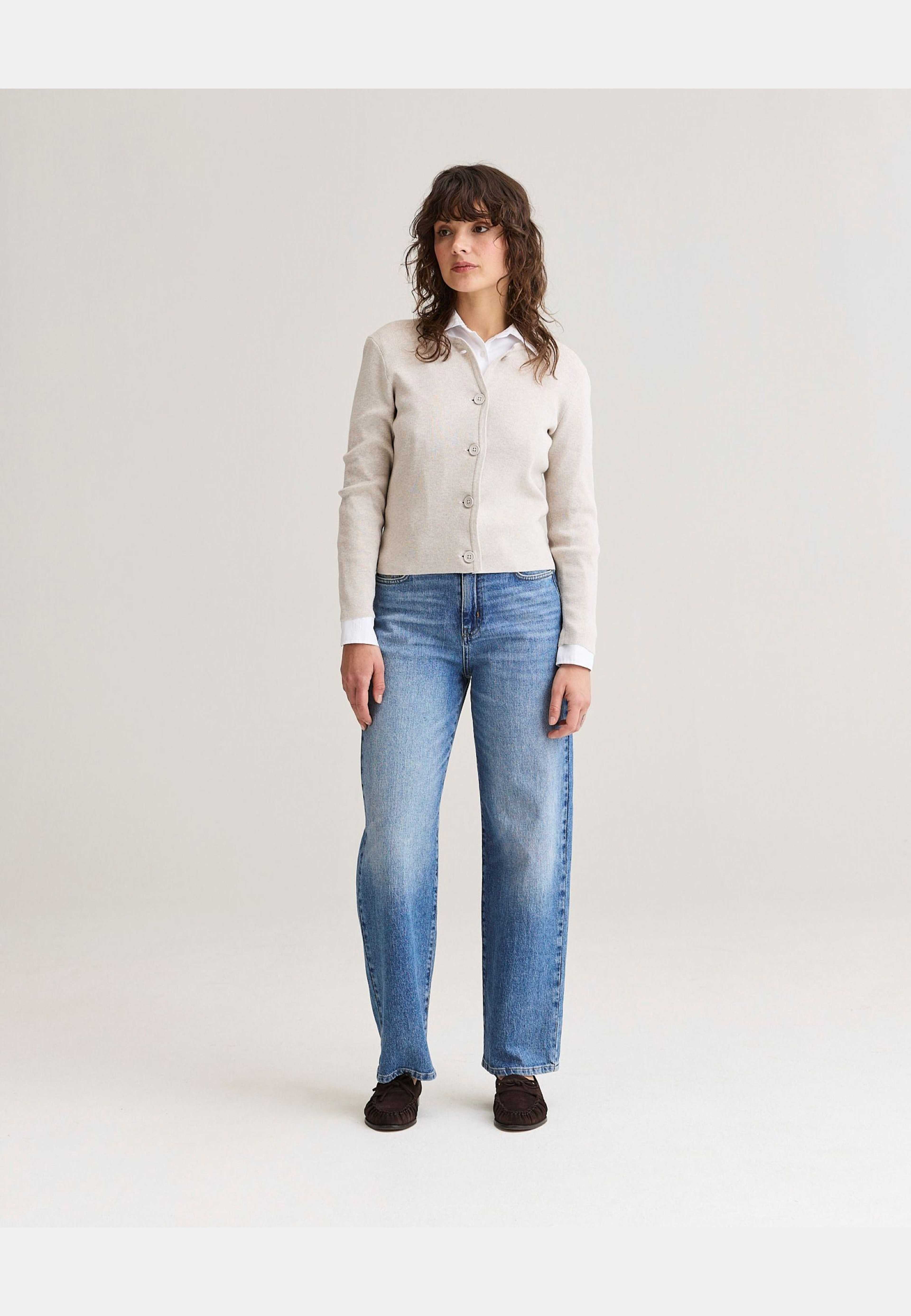 Felicity Rib Cardigan, från Newhouse, i färgen american khaki. Klicka för att öppna bilden i stort format