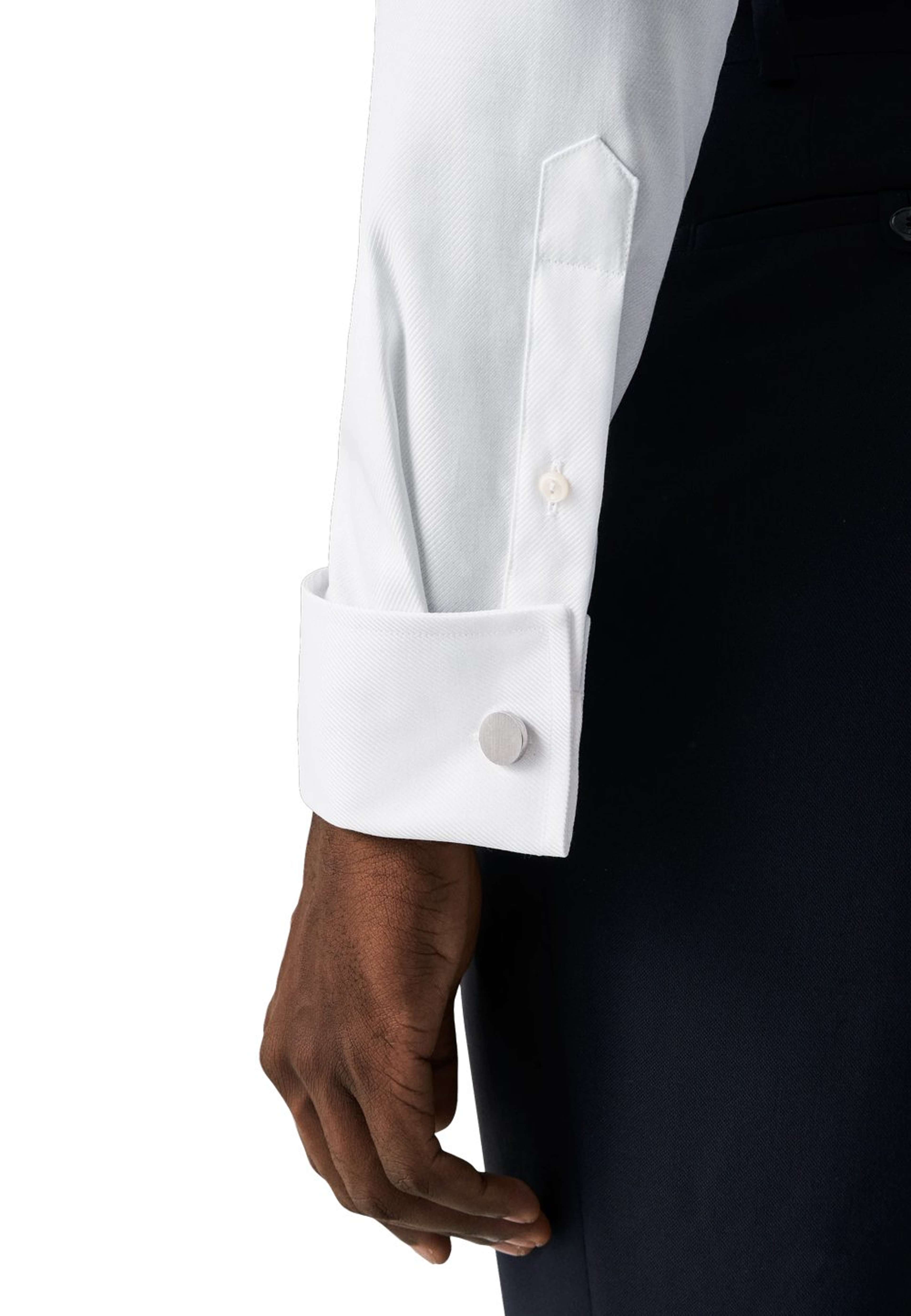 Skjorta I Texturerad Twill Med Dubbel Manschett Contemporary Fit