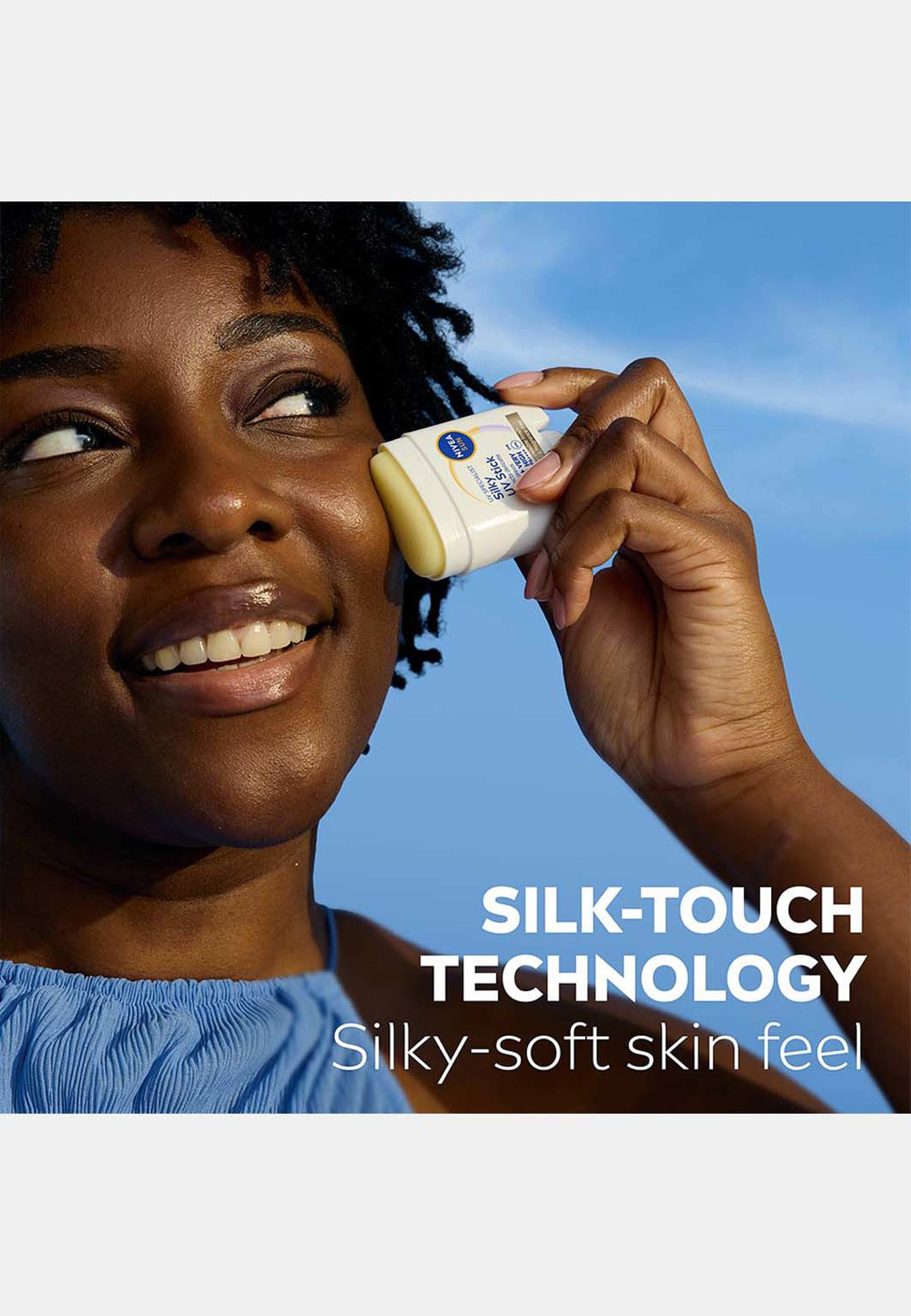 Solskydd UV Face Specialist Silky UV Stick SPF50+, från NIVEA. Klicka för att öppna bilden i stort format