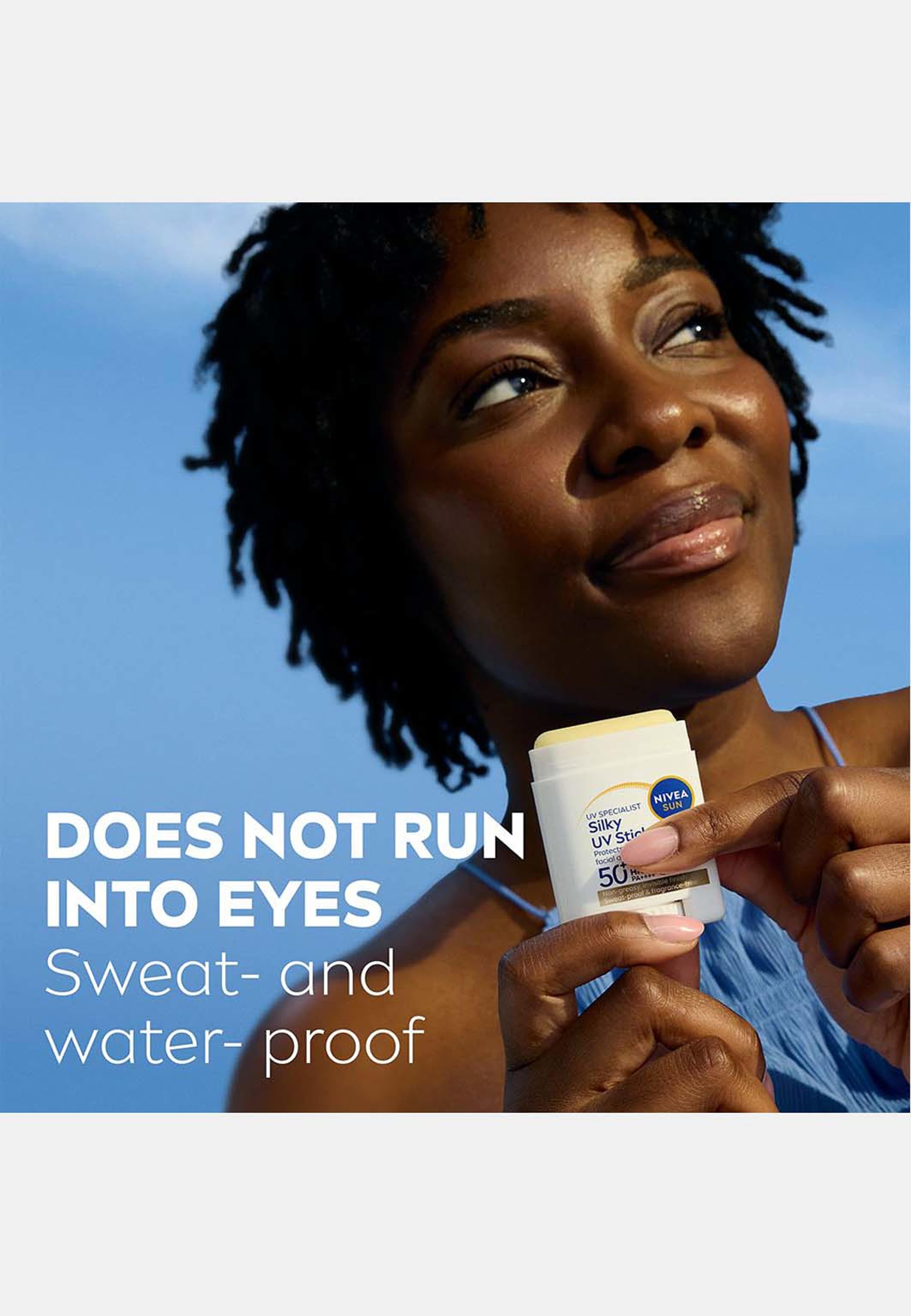 Solskydd UV Face Specialist Silky UV Stick SPF50+, från NIVEA. Klicka för att öppna bilden i stort format