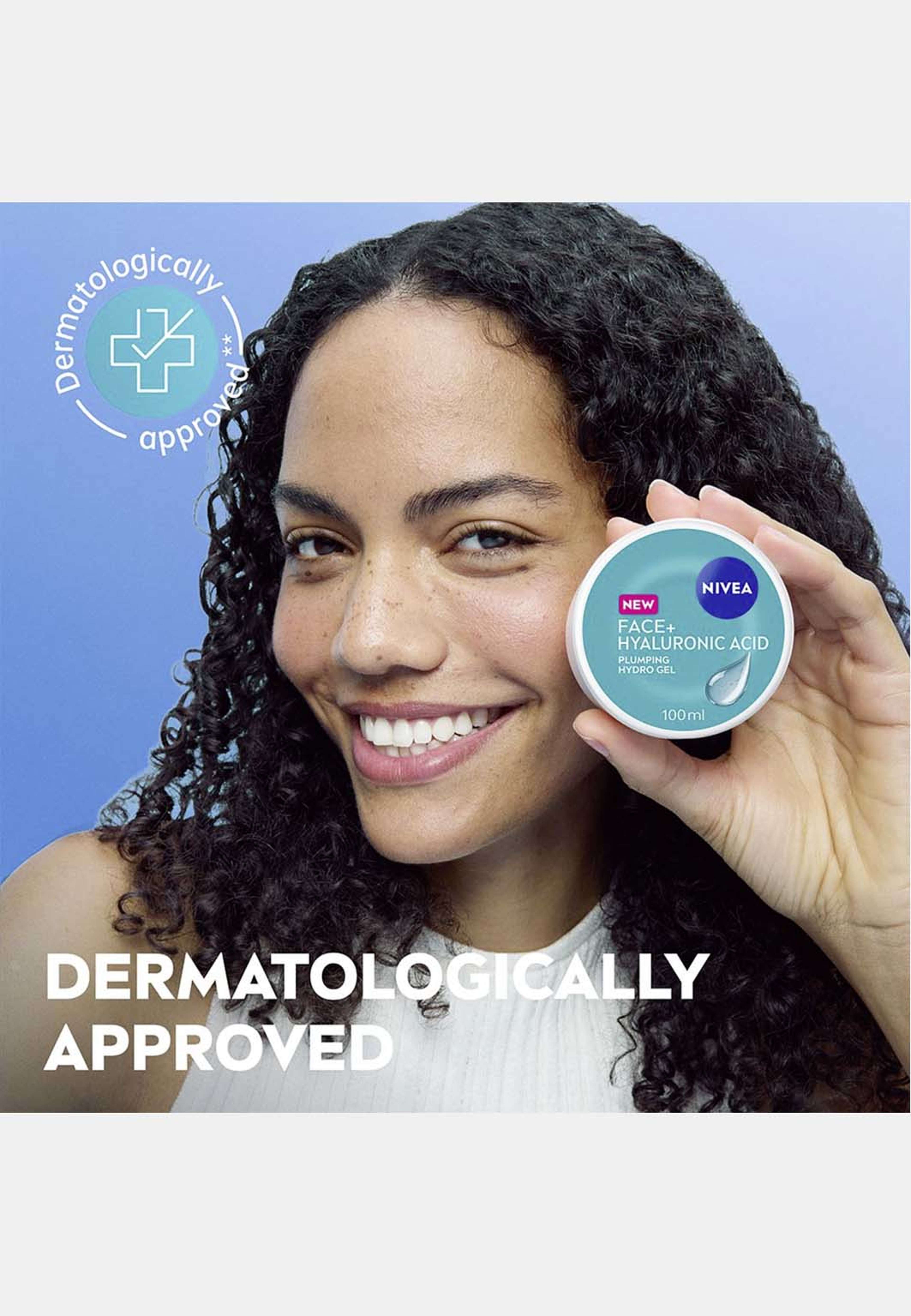 Ansiktskräm  FACE+ Hyaluronic Acid Plumping Hydro Gel, från NIVEA. Klicka för att öppna bilden i stort format