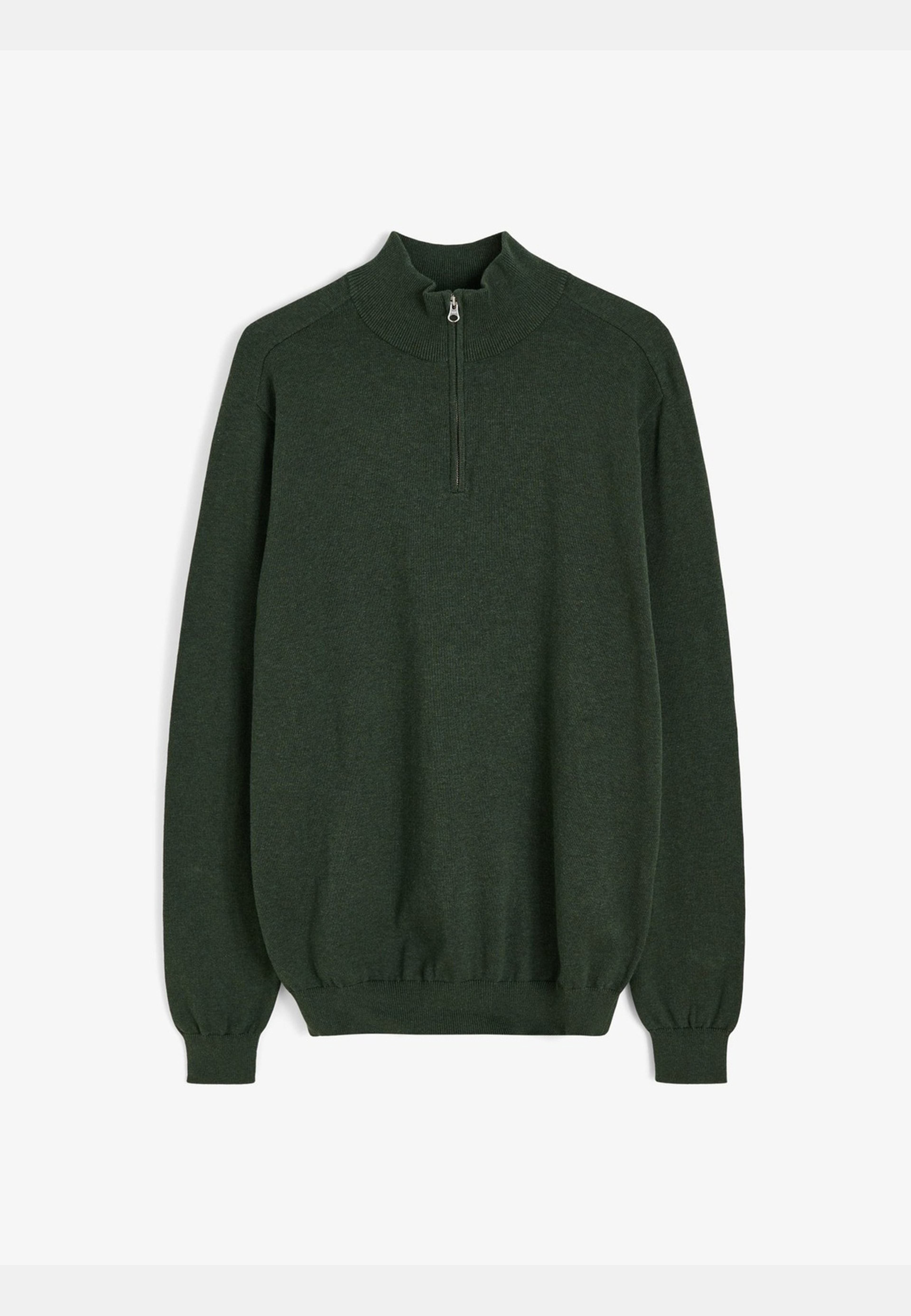 Cotton Plain Knitted Half Zipper Sweater (alex), från John Henric, i färgen green. Klicka för att öppna bilden i stort format