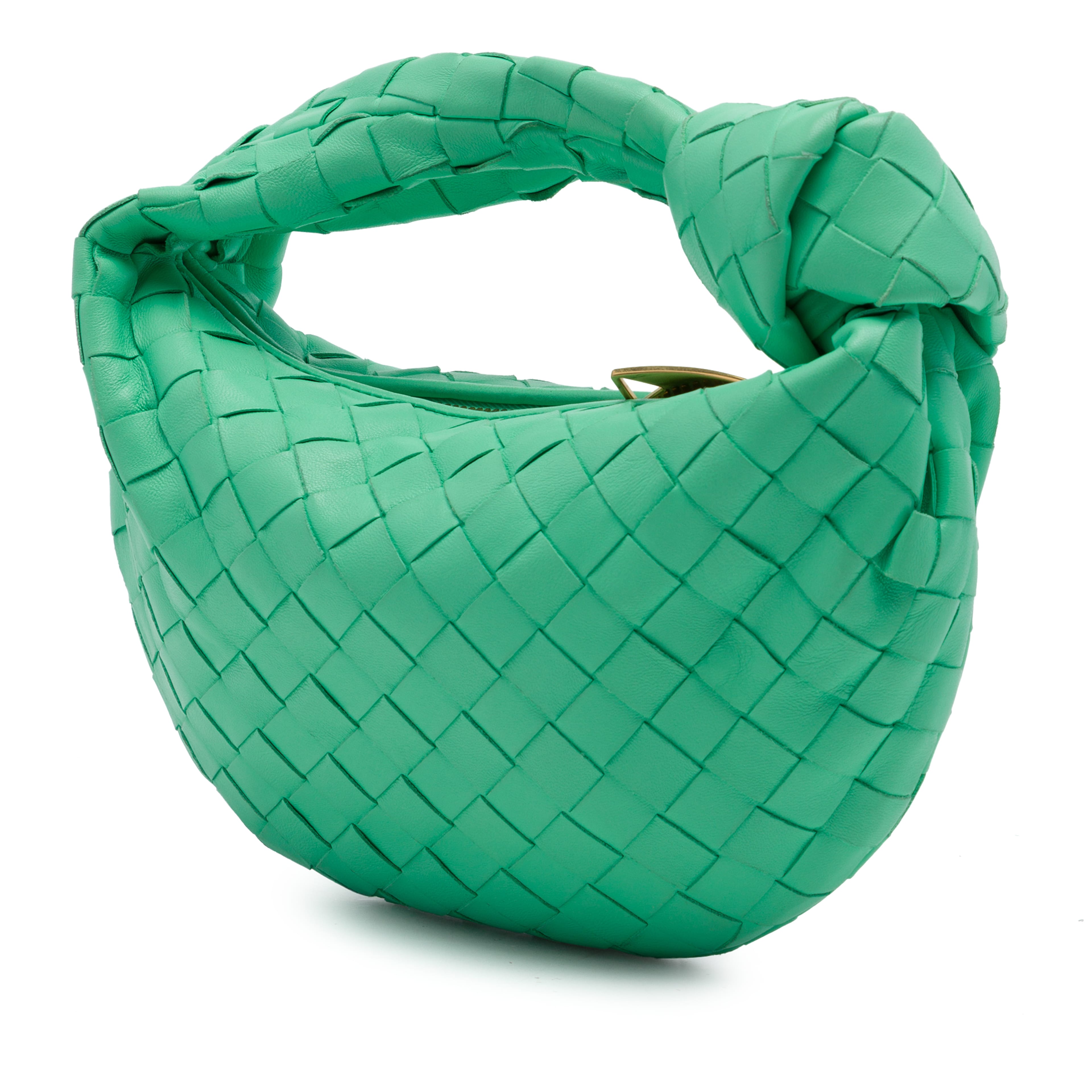 Bottega Veneta Mini Nappa Intrecciato Jodie, från Luxclusif, i färgen grön. Klicka för att öppna bilden i stort format