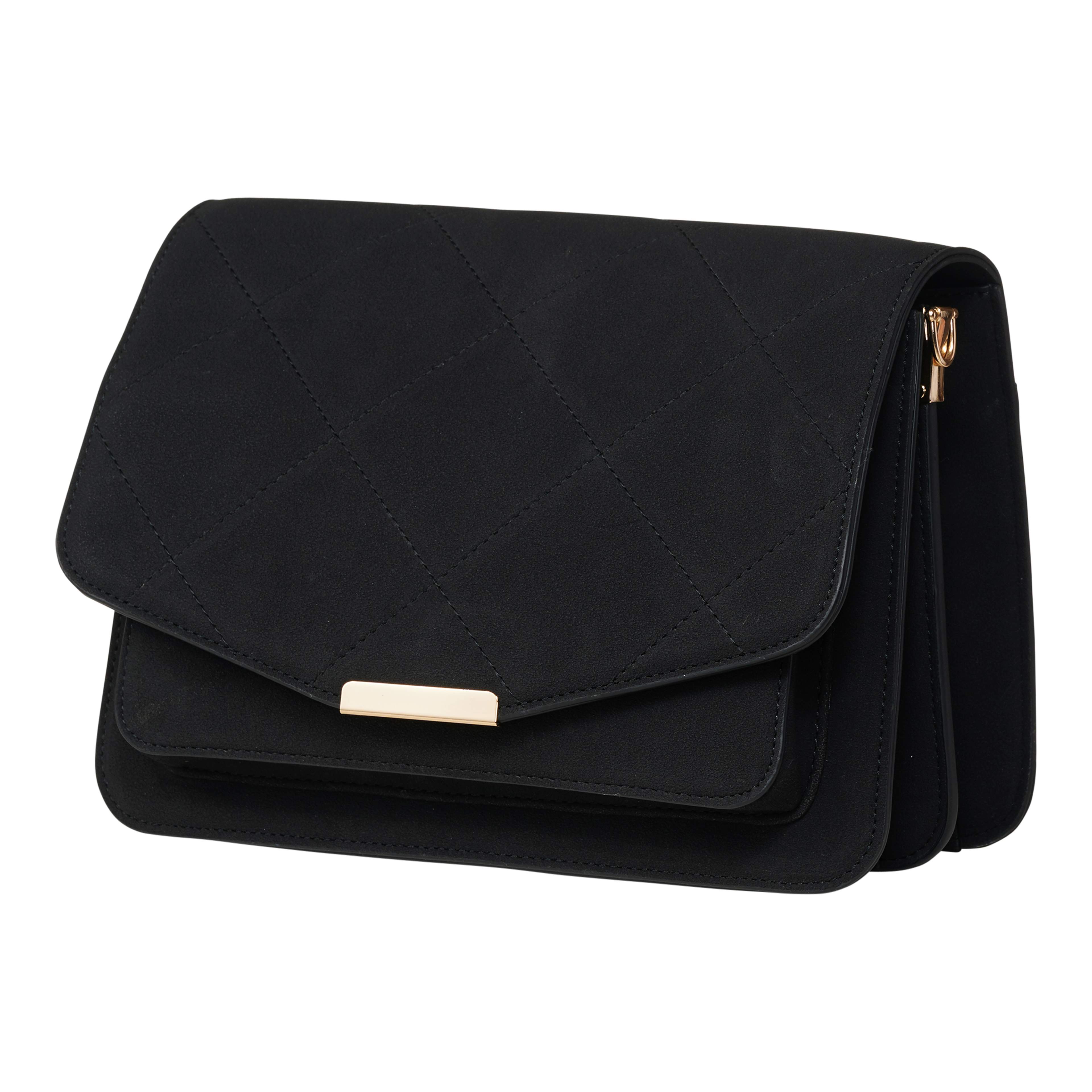 Blanca Multi Compartment Bag - Black Suede