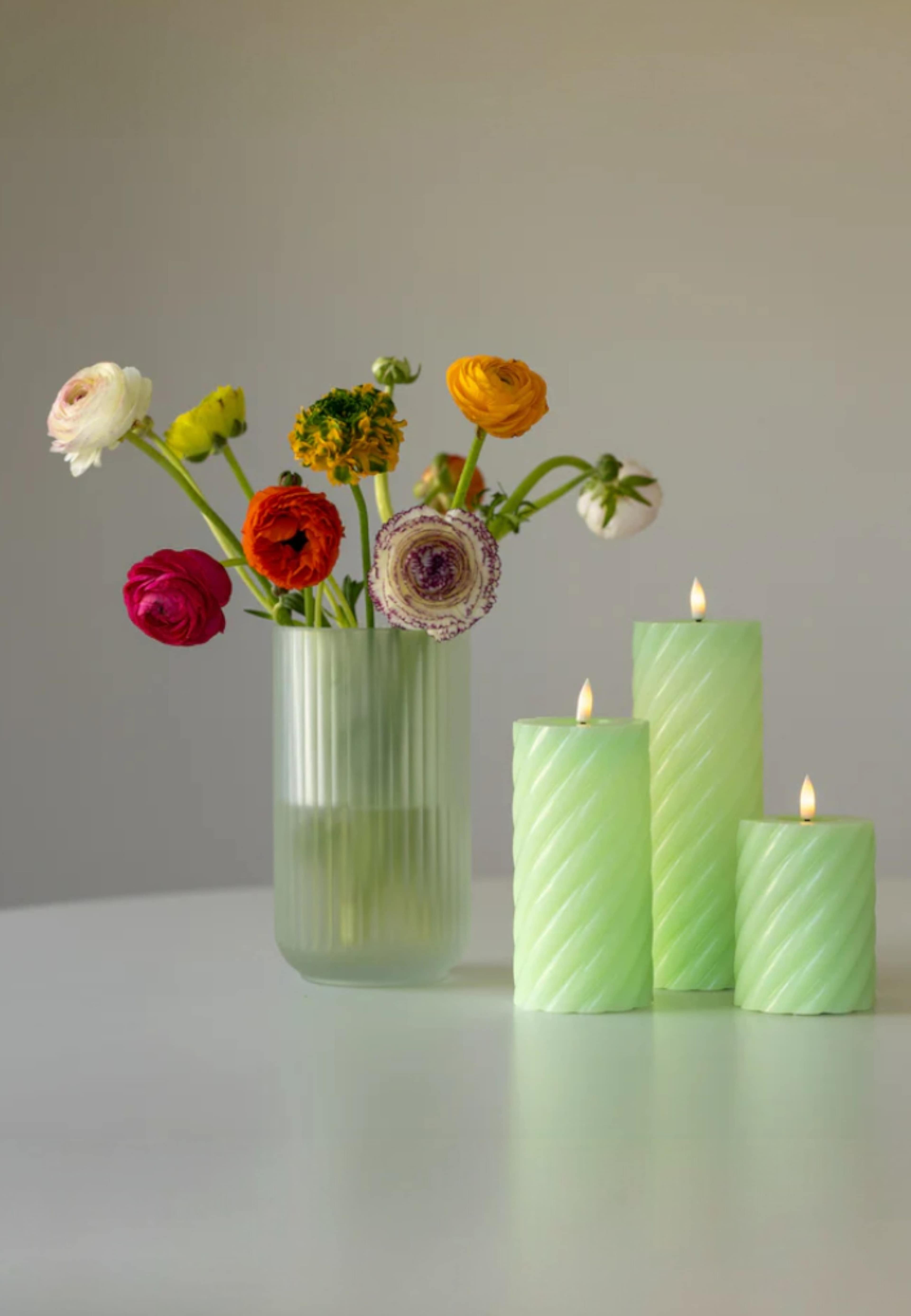 Vega Led Blockljus Ø7,5 1st, från Led Nordic, i färgen mynta. Klicka för att öppna bilden i stort format