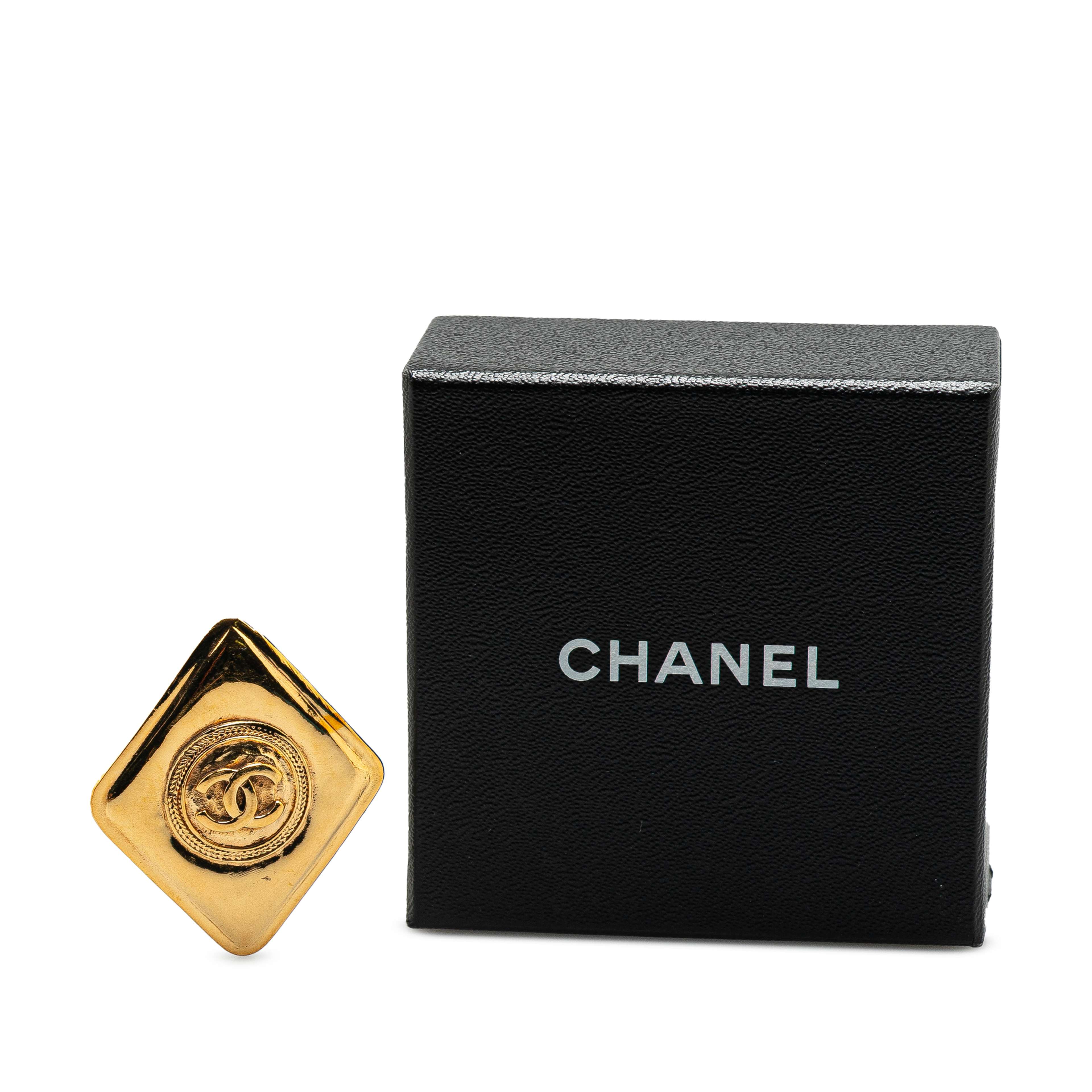 Chanel Gold Plated Cc Diamond Brooch