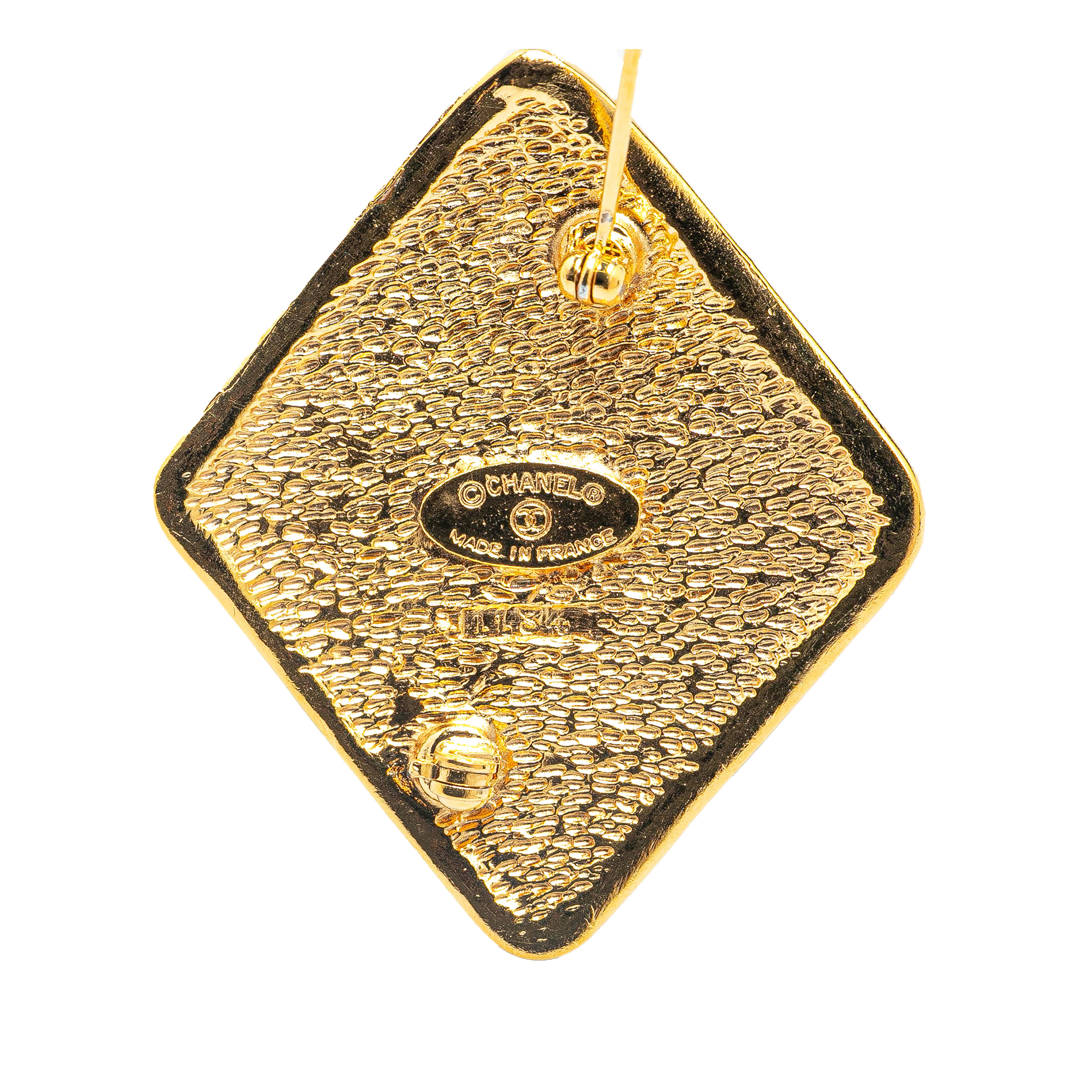 Chanel Gold Plated Cc Diamond Brooch