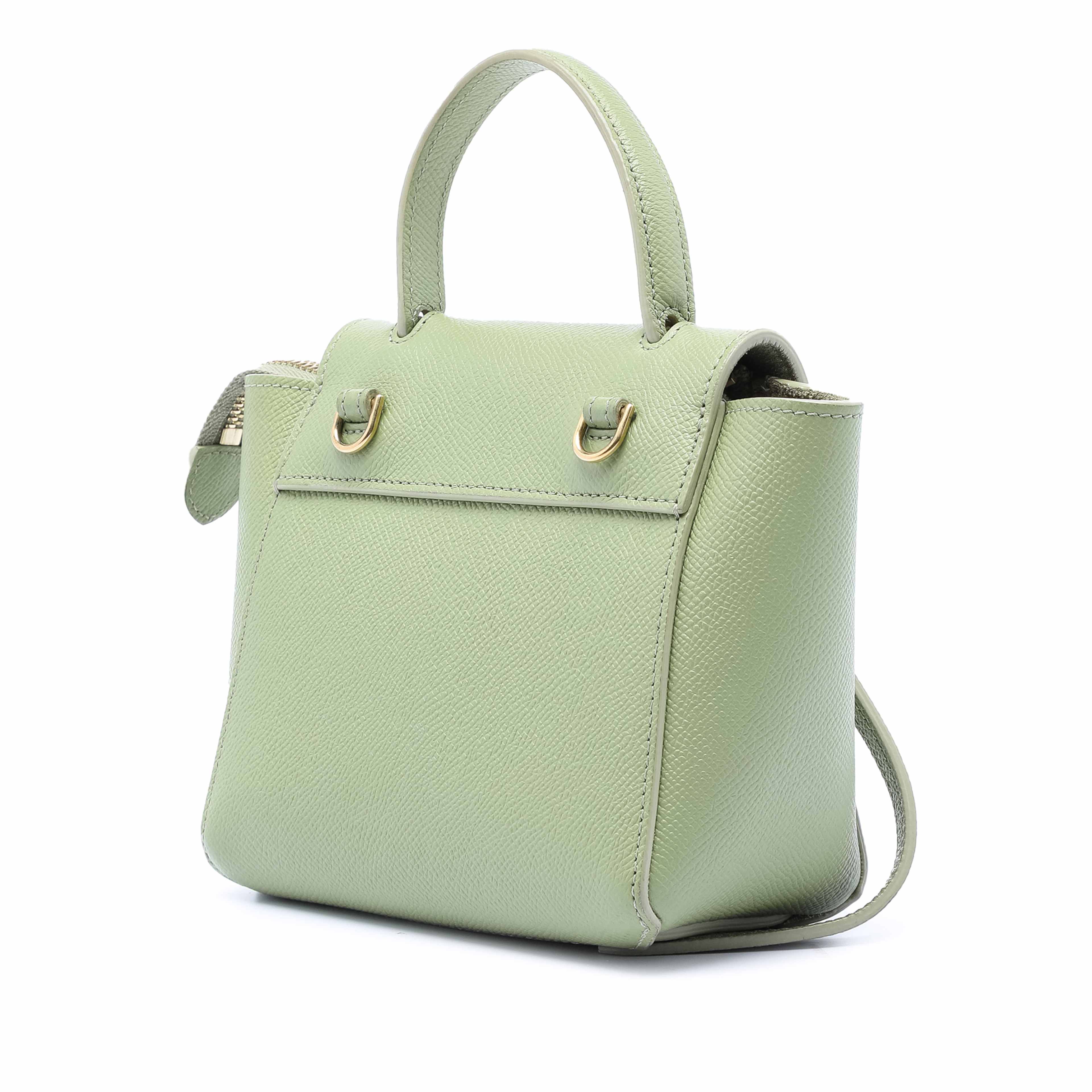 Celine Pico Grained Calfskin Belt Bag, från Luxclusif, i färgen green. Klicka för att öppna bilden i stort format