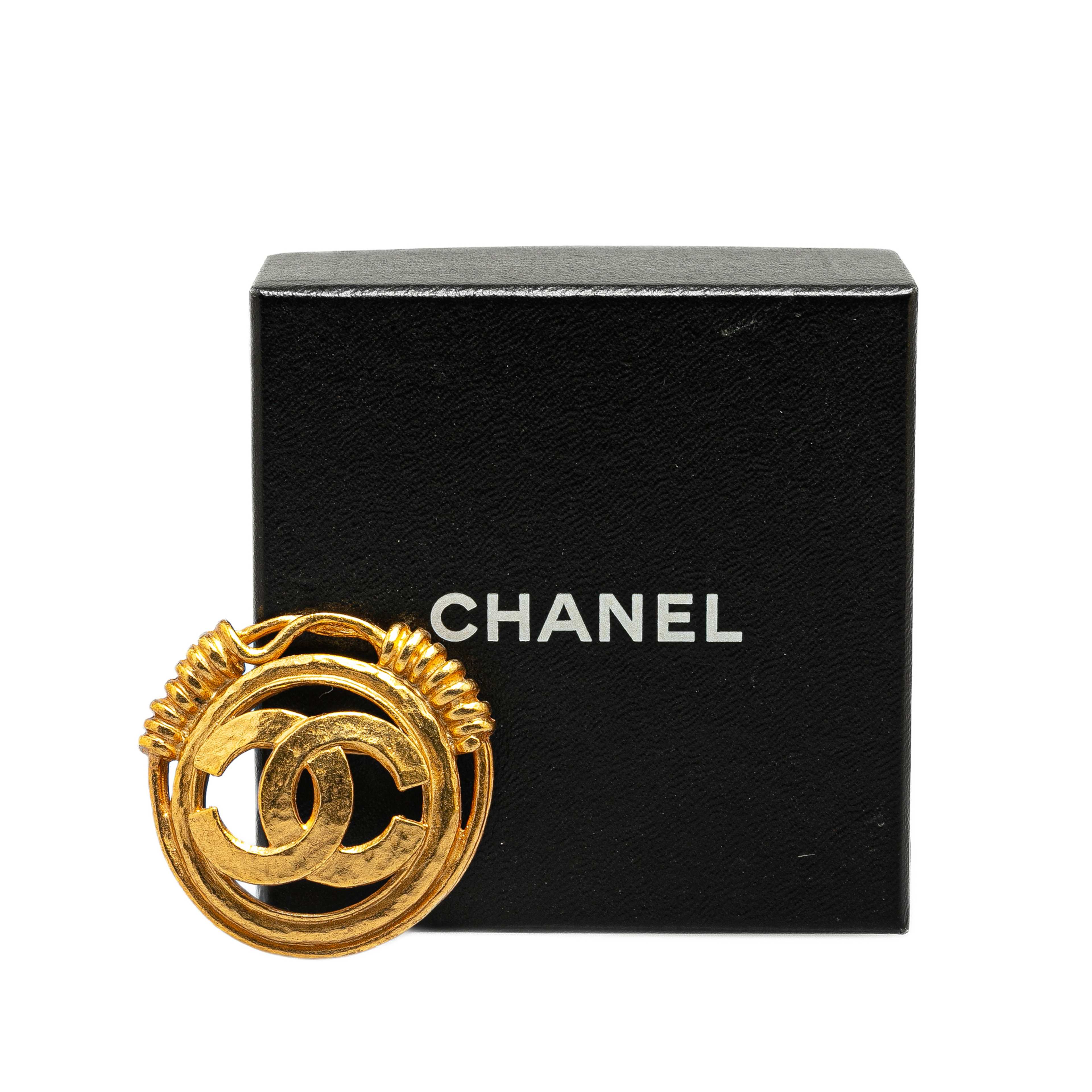 Chanel Gold Plated Cc Brooch