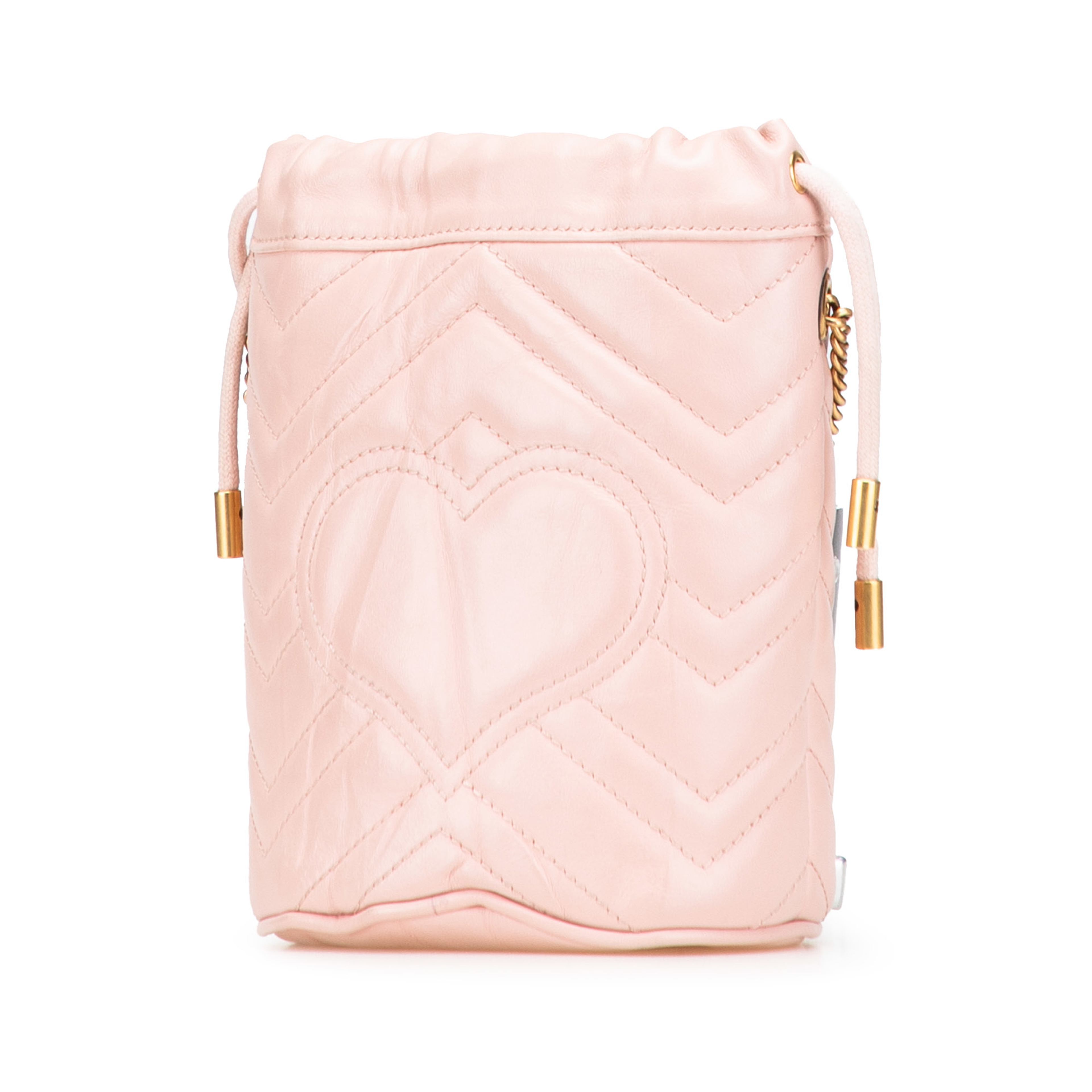 Gucci Small Gg Marmont Leather Matelasse Bucket Bag, från Luxclusif, i färgen pink. Klicka för att öppna bilden i stort format