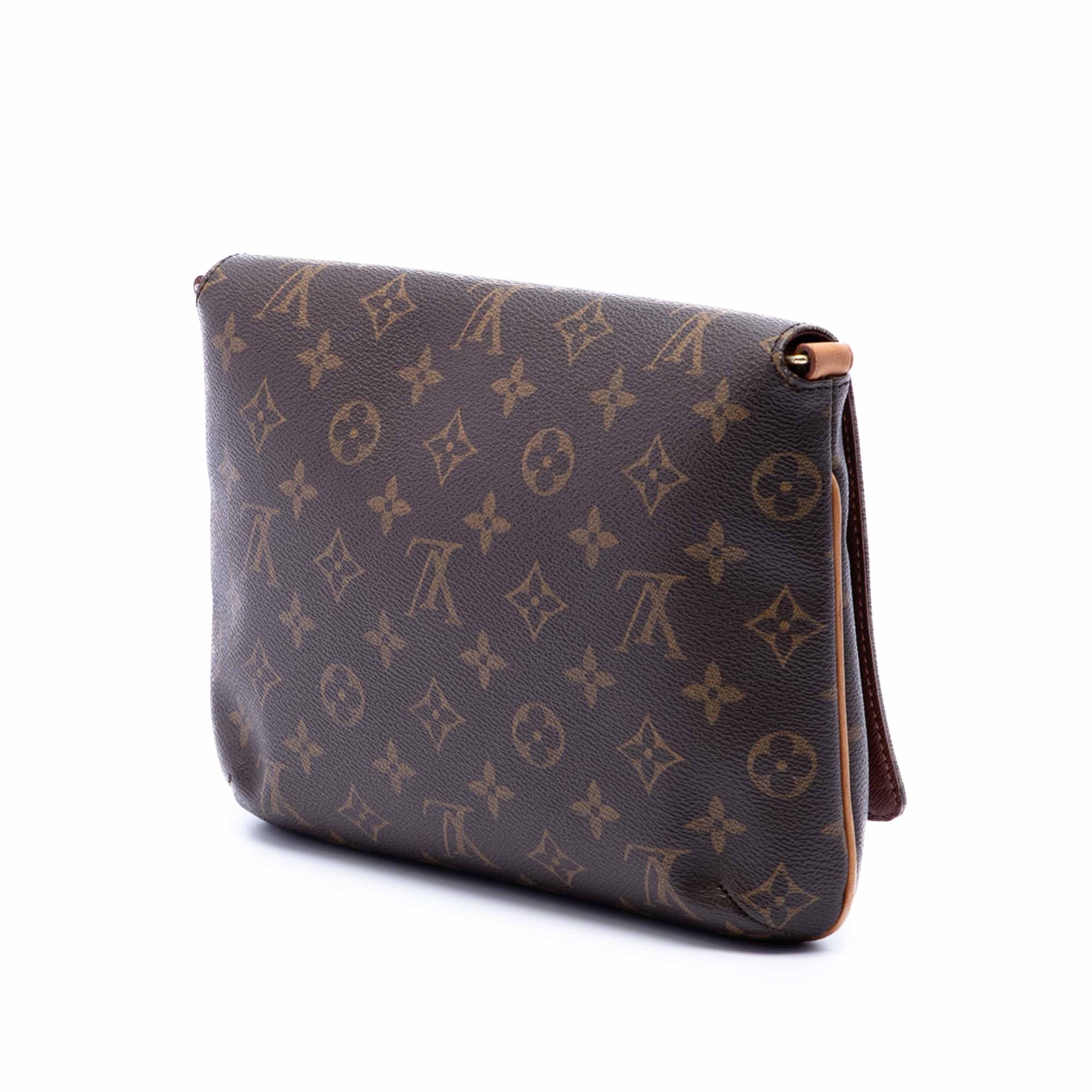 Louis Vuitton Monogram Musette Tango Short Strap, från Luxclusif, i färgen brun. Klicka för att öppna bilden i stort format