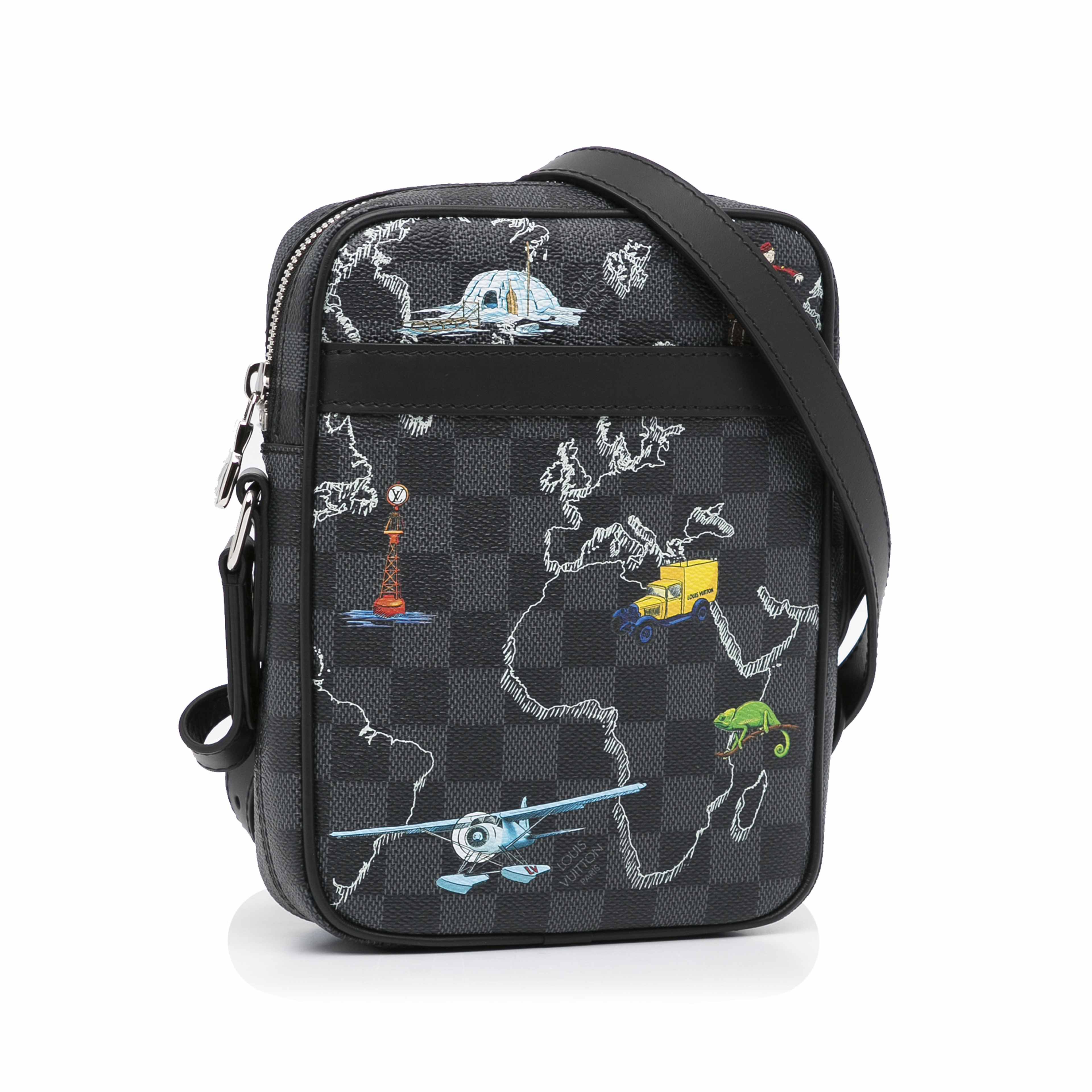 Louis Vuitton Damier Graphite Renaissance Map Danube Slim Pm