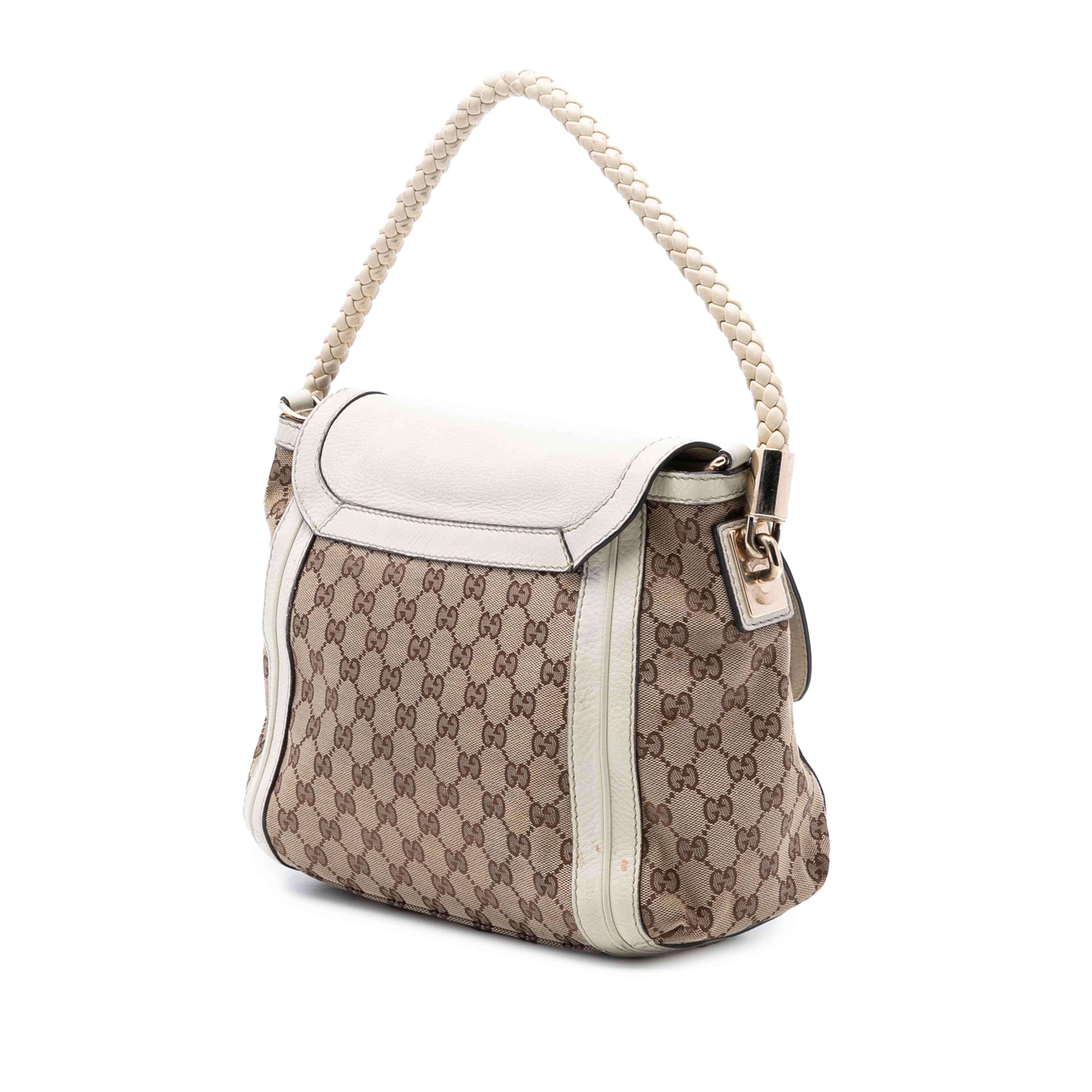 Gucci Gg Canvas Bella Flap Satchel, från Luxclusif, i färgen beige. Klicka för att öppna bilden i stort format