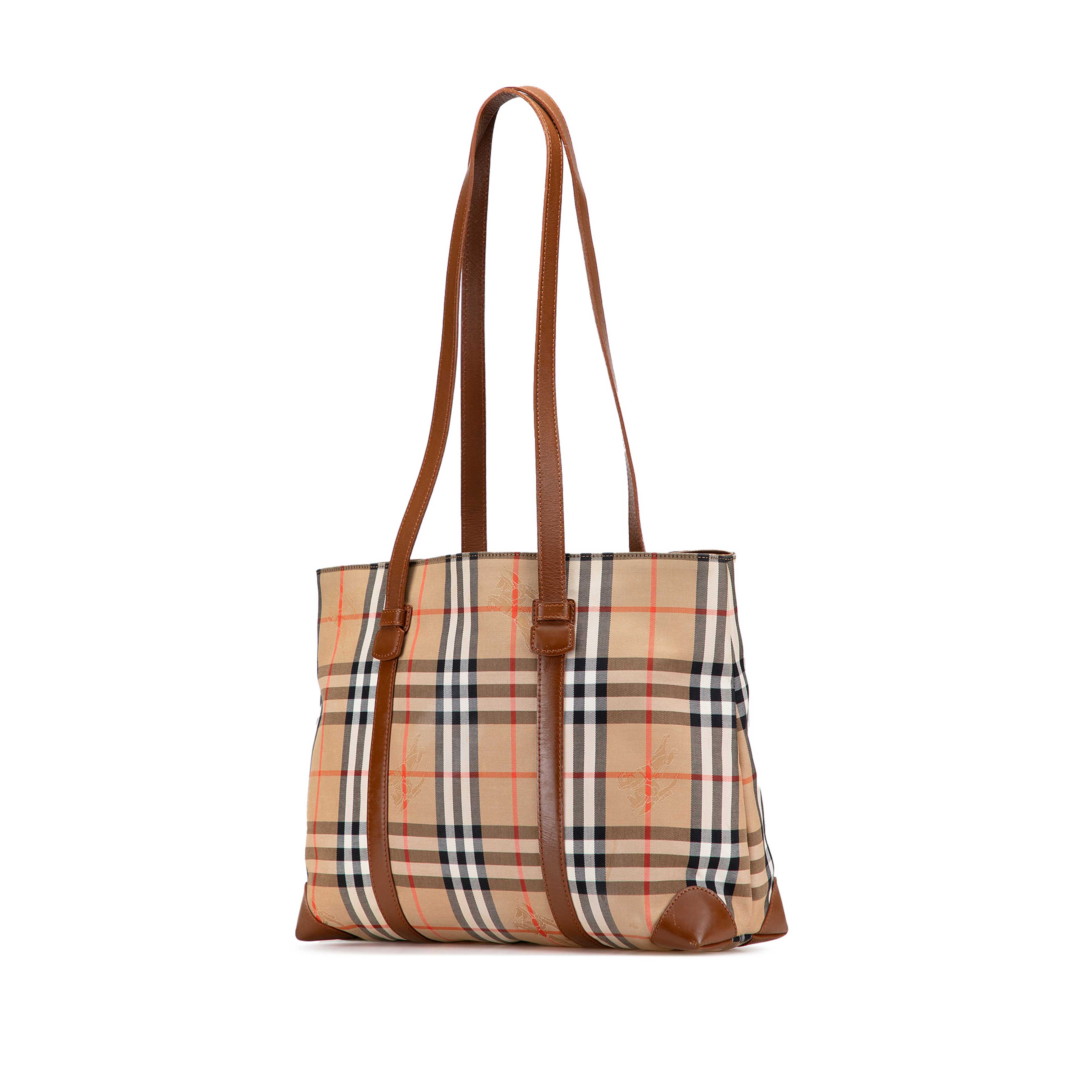 Burberry Haymarket Check Canvas Tote, från Luxclusif, i färgen beige.