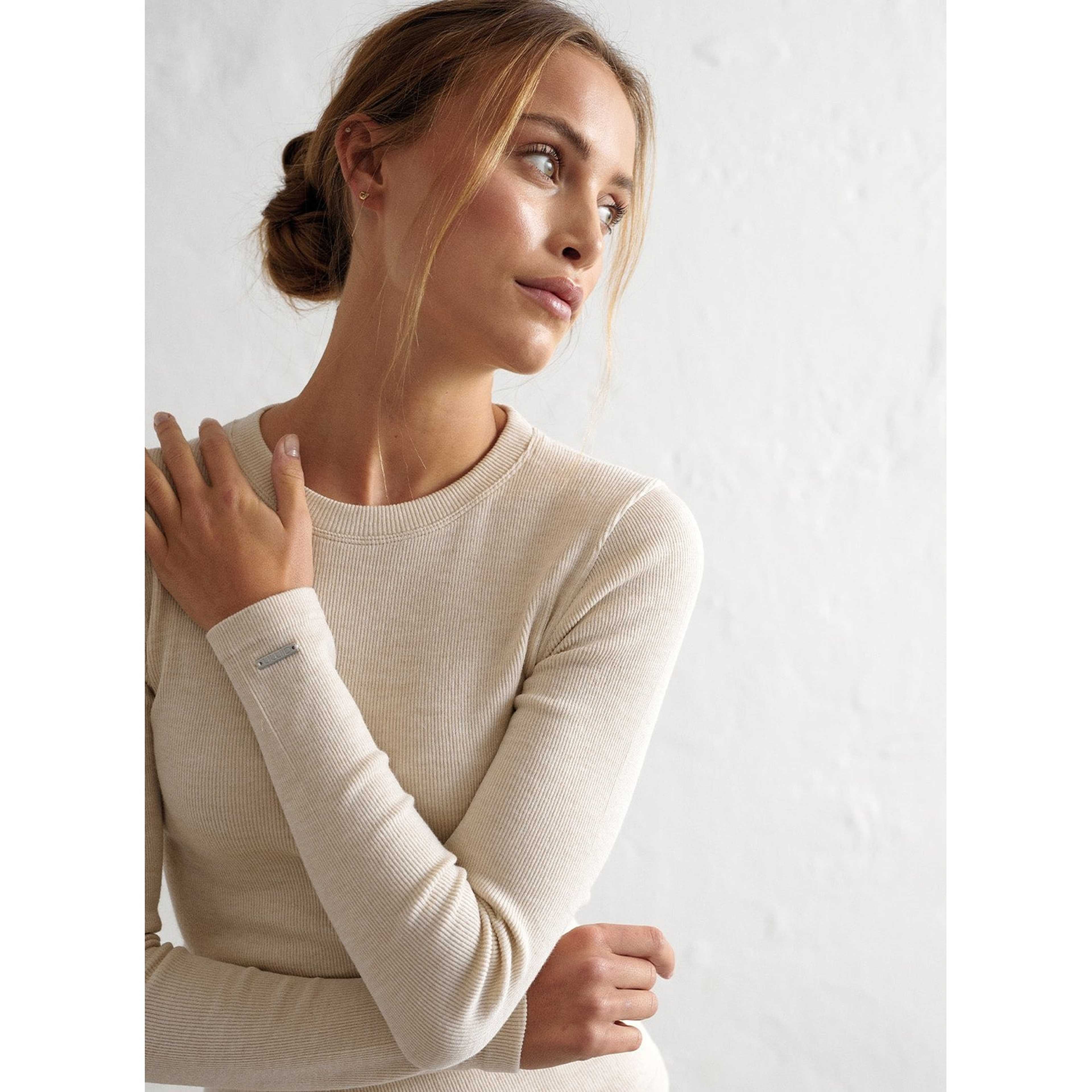 Café Au Lait Ribbed Wool Long Sleeve