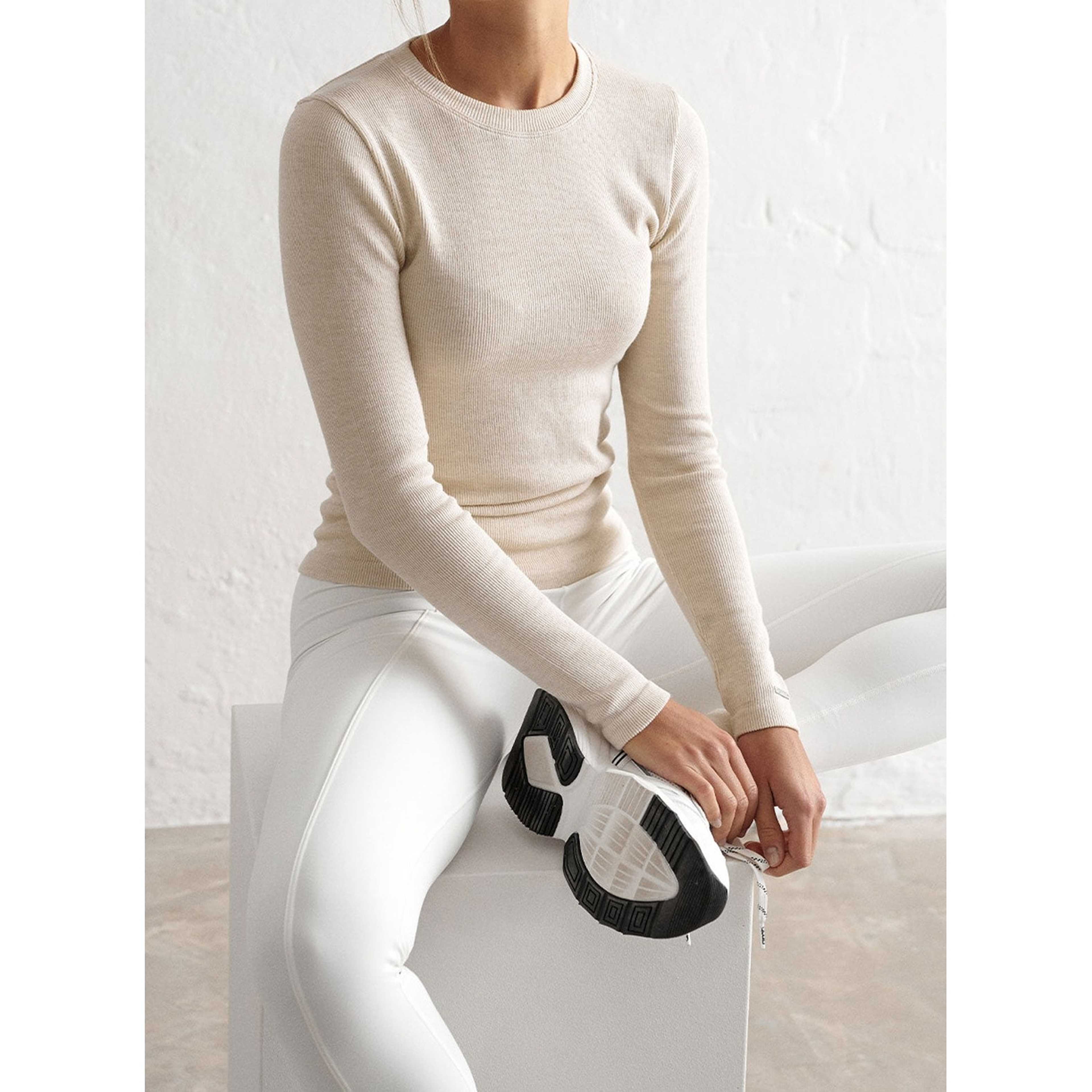 Café Au Lait Ribbed Wool Long Sleeve