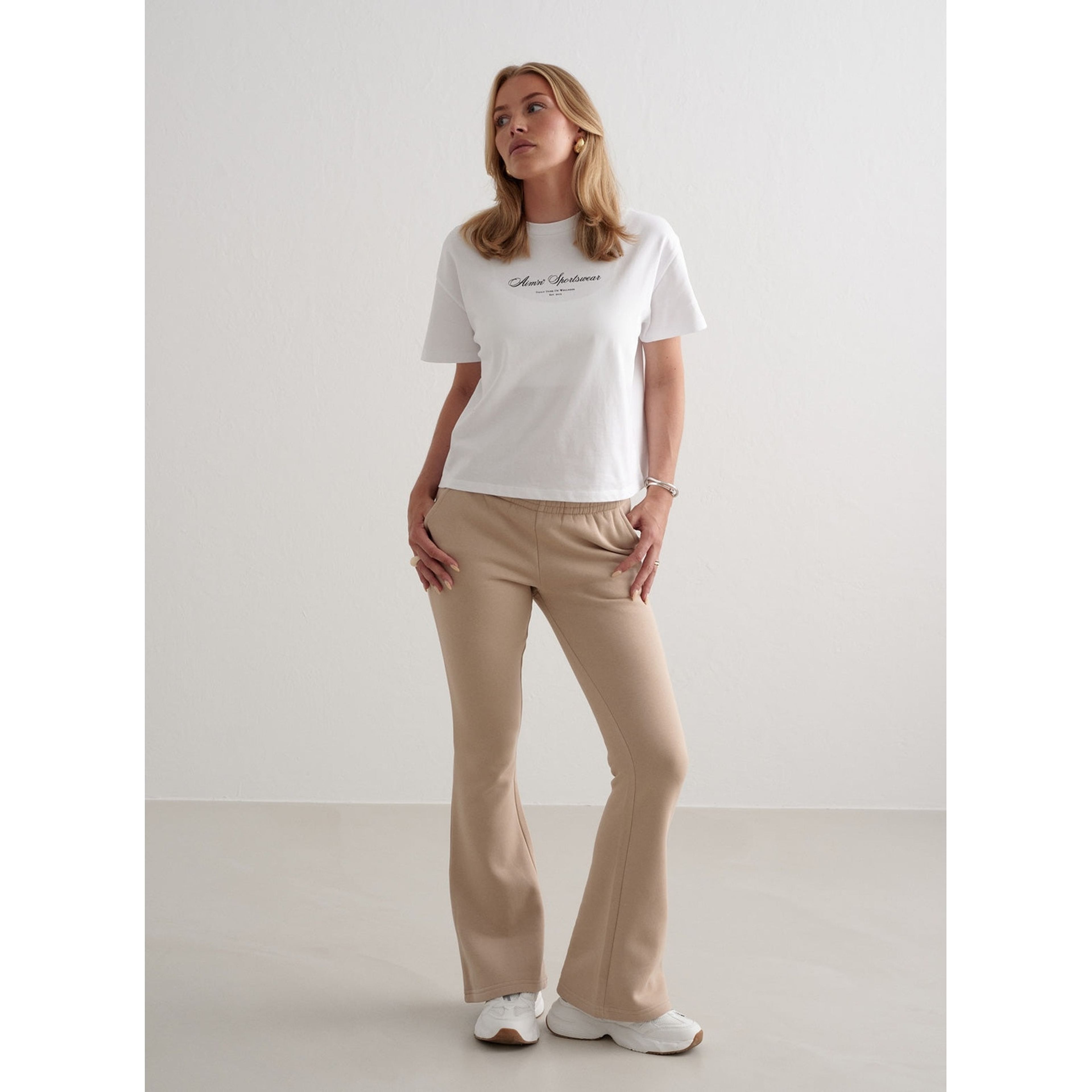 Beige Flare Sweatpants