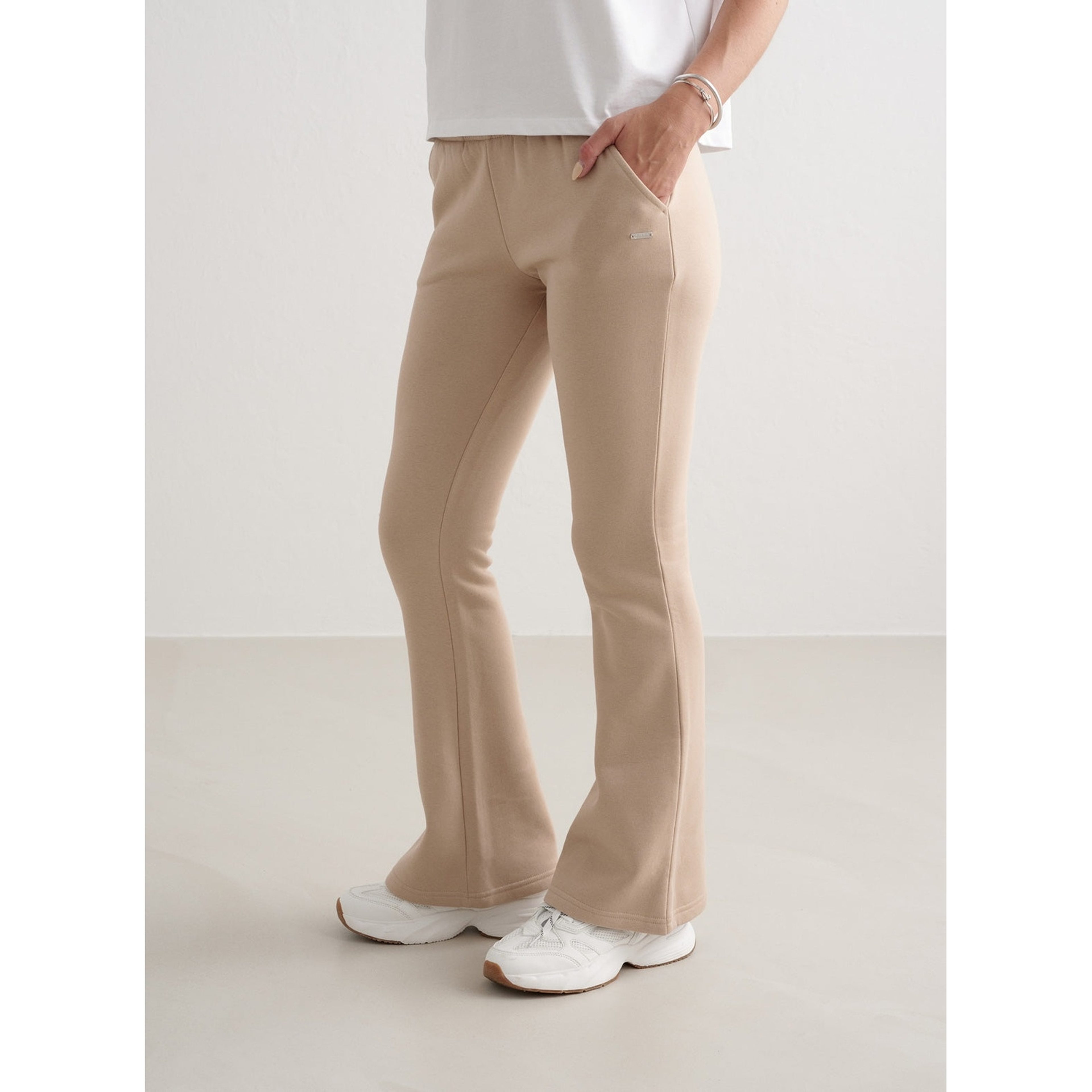Beige Flare Sweatpants