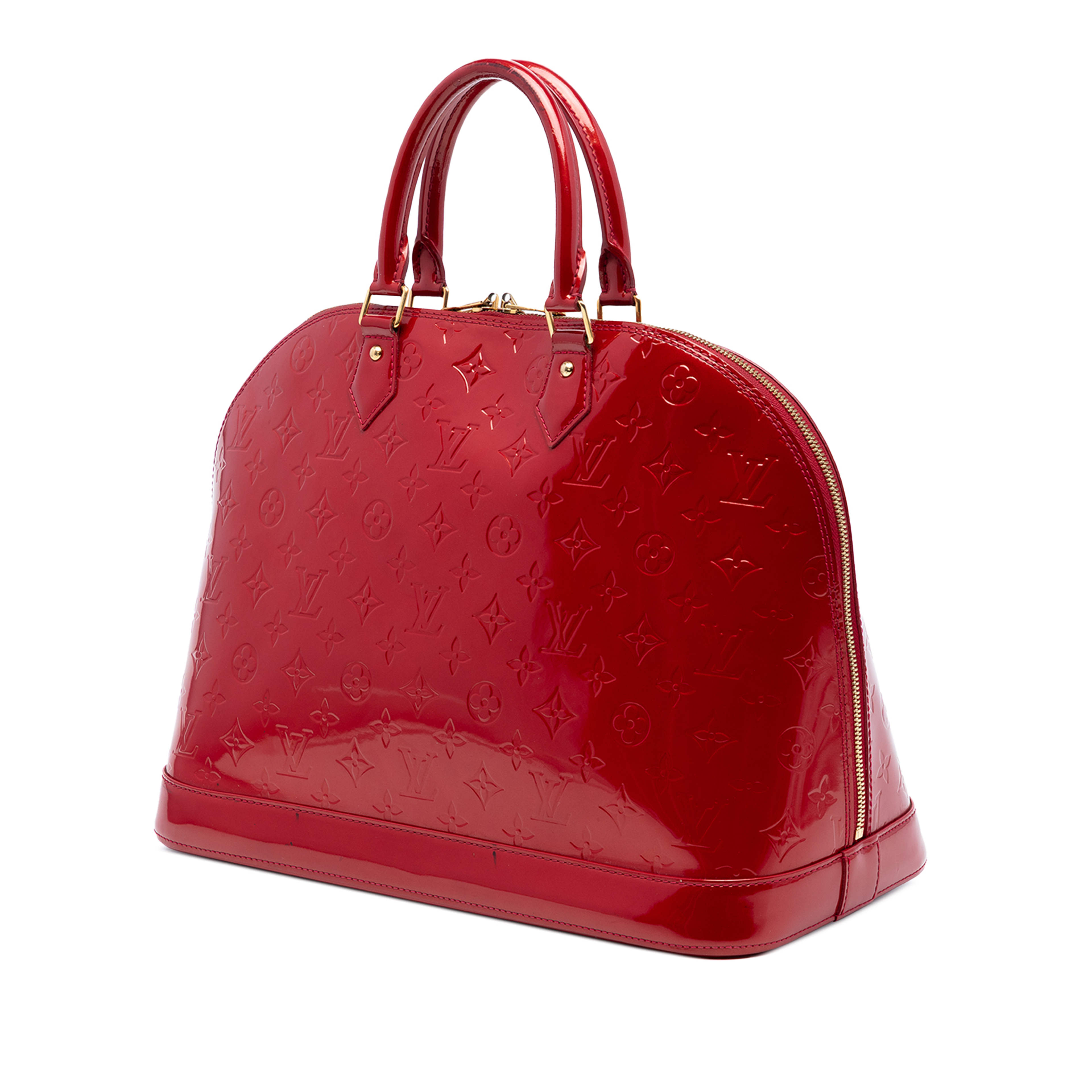 Louis Vuitton Monogram Vernis Alma Gm, från Luxclusif, i färgen röd. Klicka för att öppna bilden i stort format