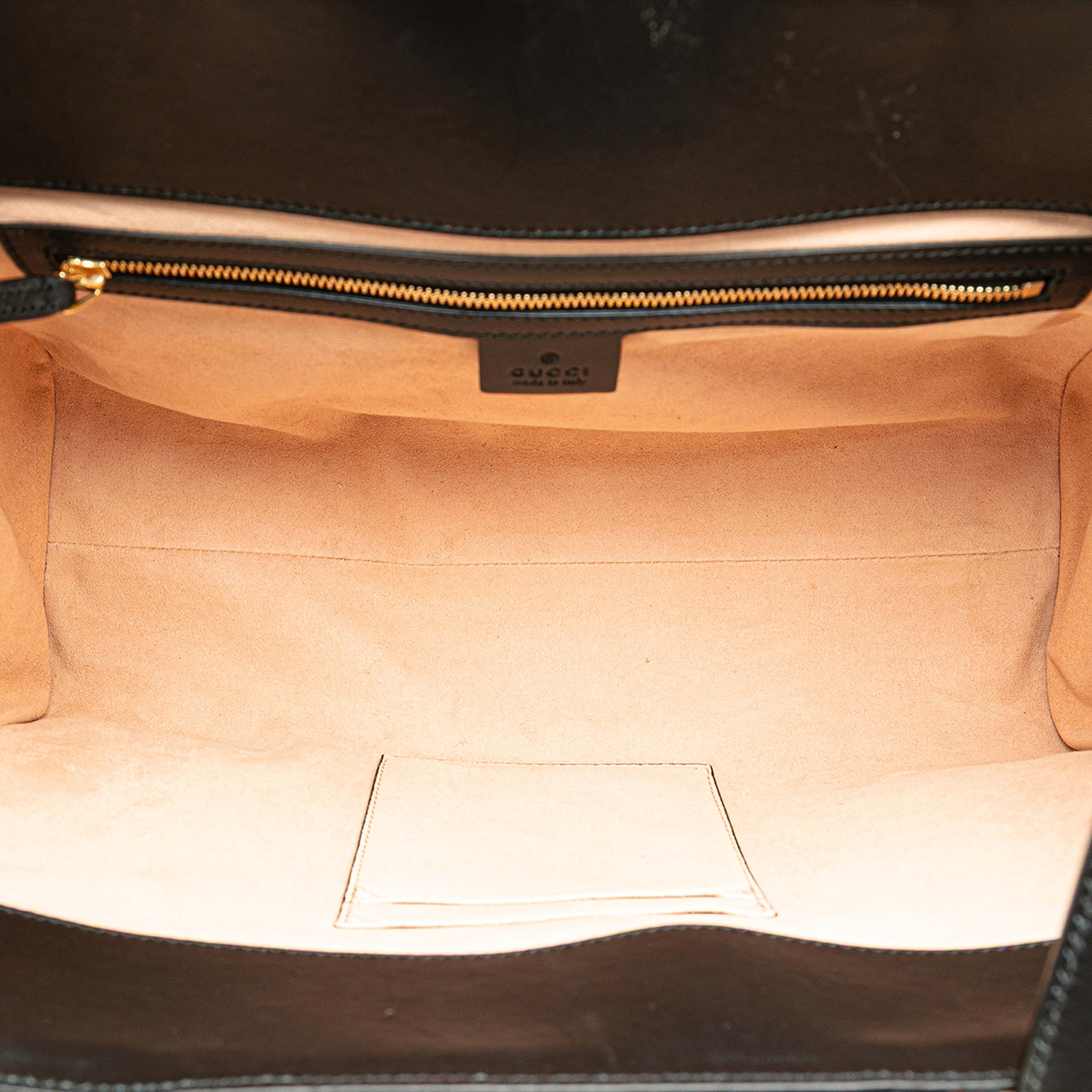 Gucci Medium Leather Bamboo Nymphaea Satchel