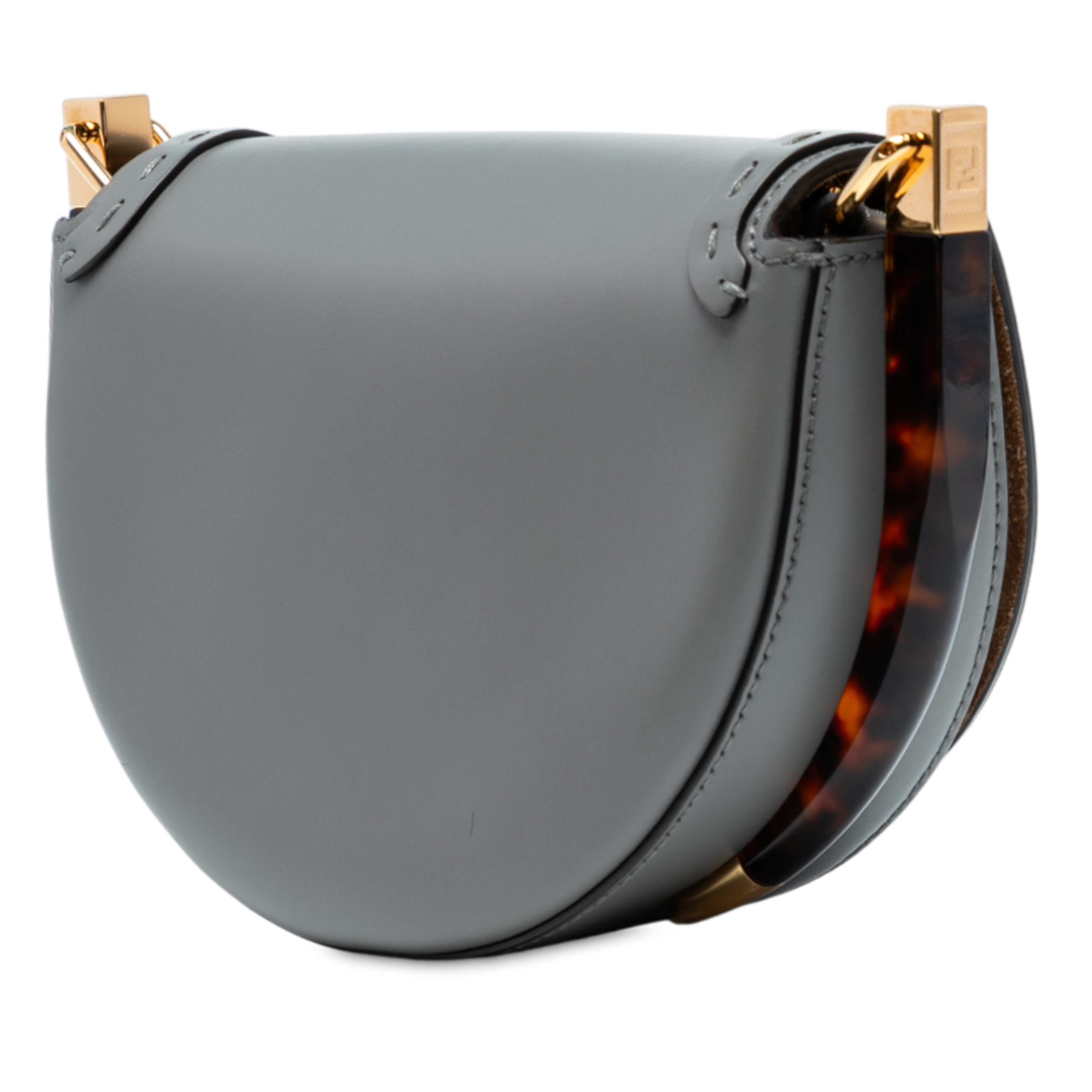 Fendi Leather Moonlight Crossbody, från Luxclusif, i färgen grå. Klicka för att öppna bilden i stort format