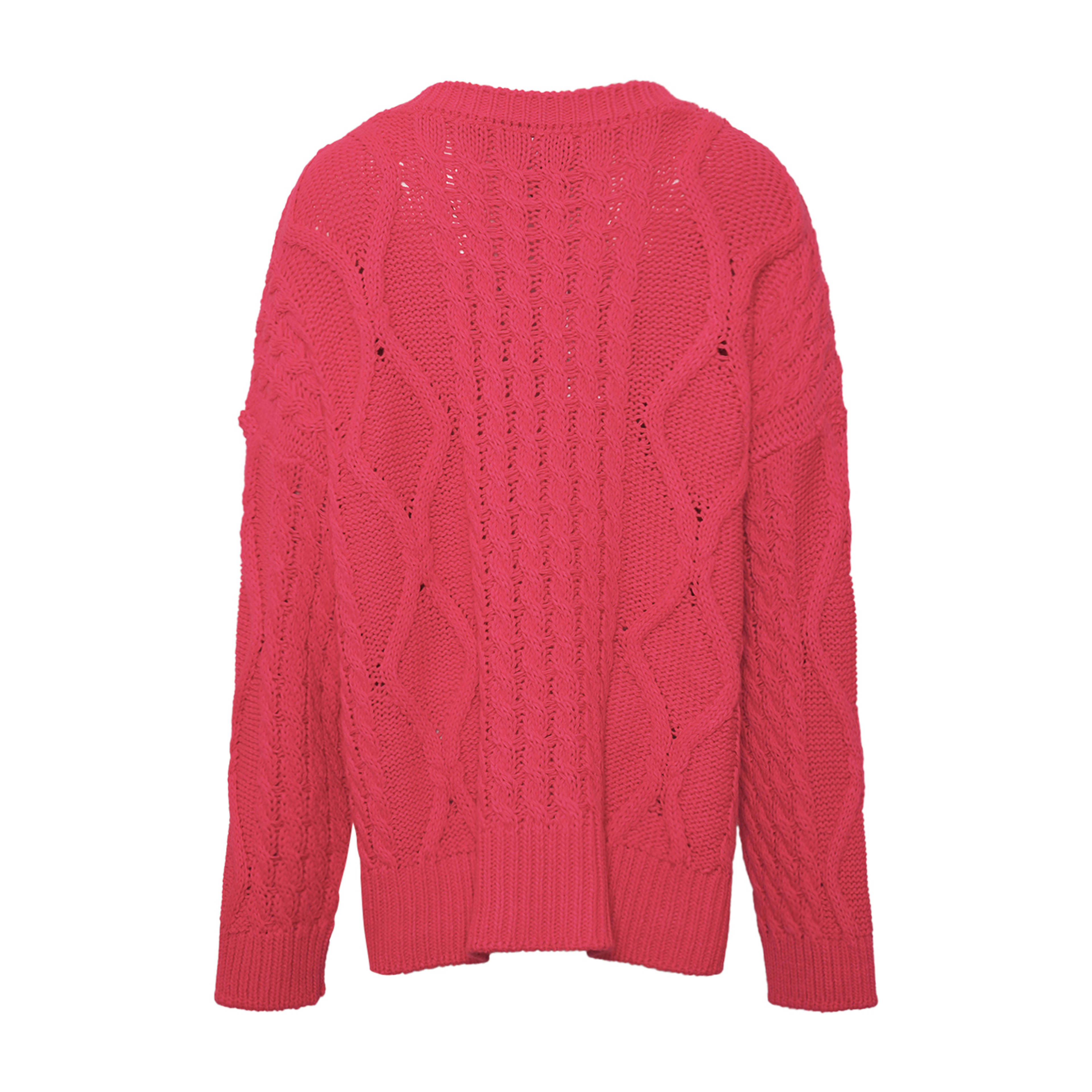 Carla, O-neck Oversized Knit - Shocking Pink