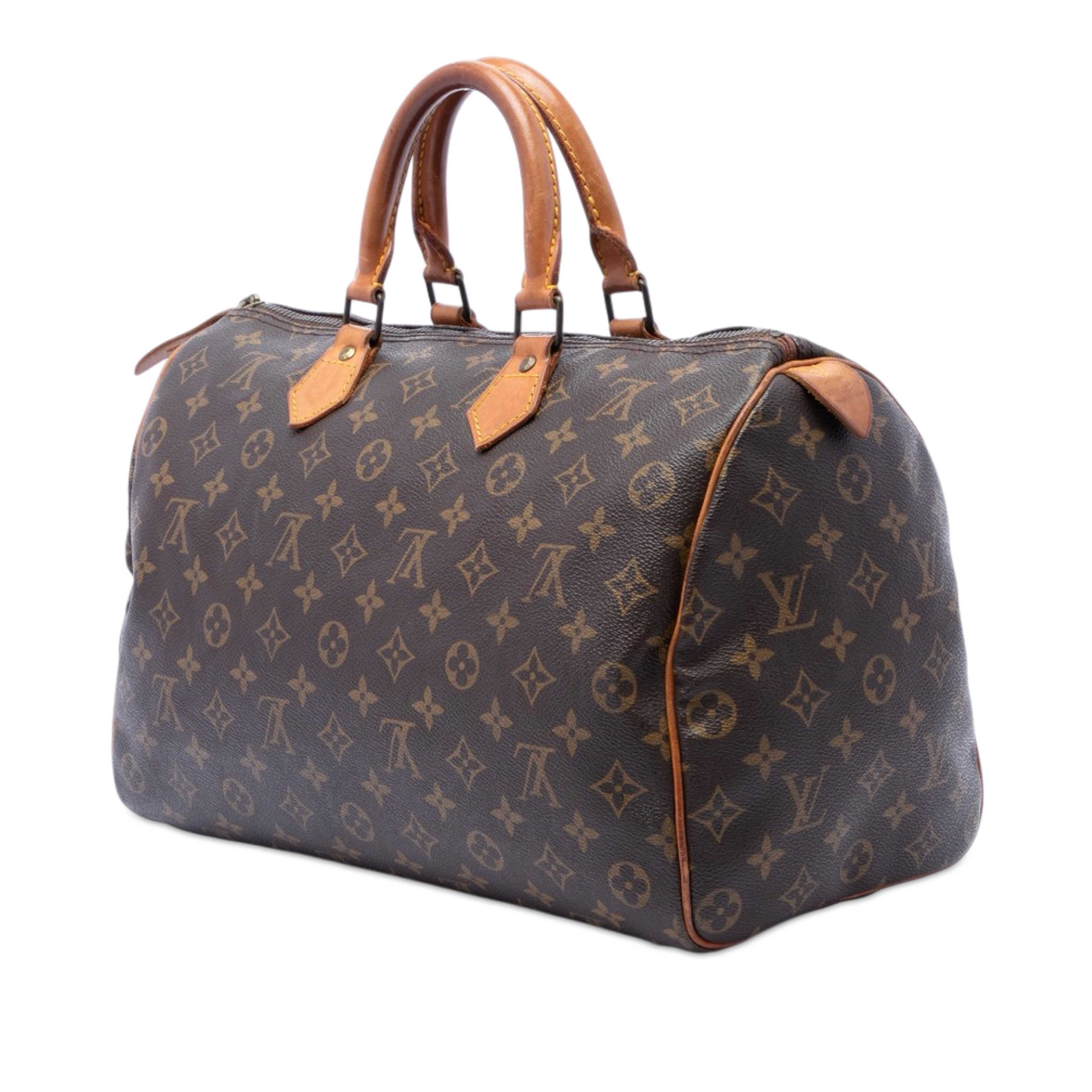 Louis Vuitton Monogram Speedy 35, från Luxclusif, i färgen brun. Klicka för att öppna bilden i stort format
