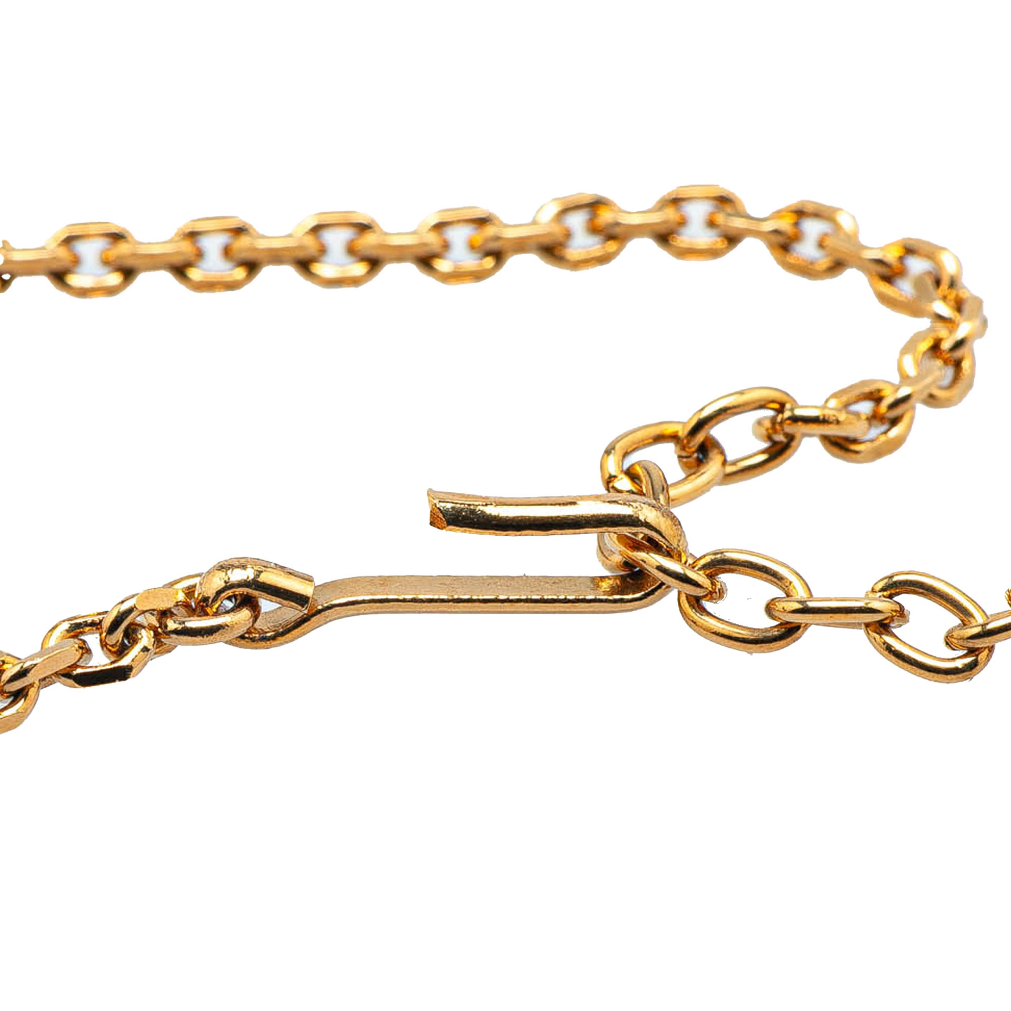 Chanel Gold Plated Cc Resin And Faux Pearl Pendant Necklace