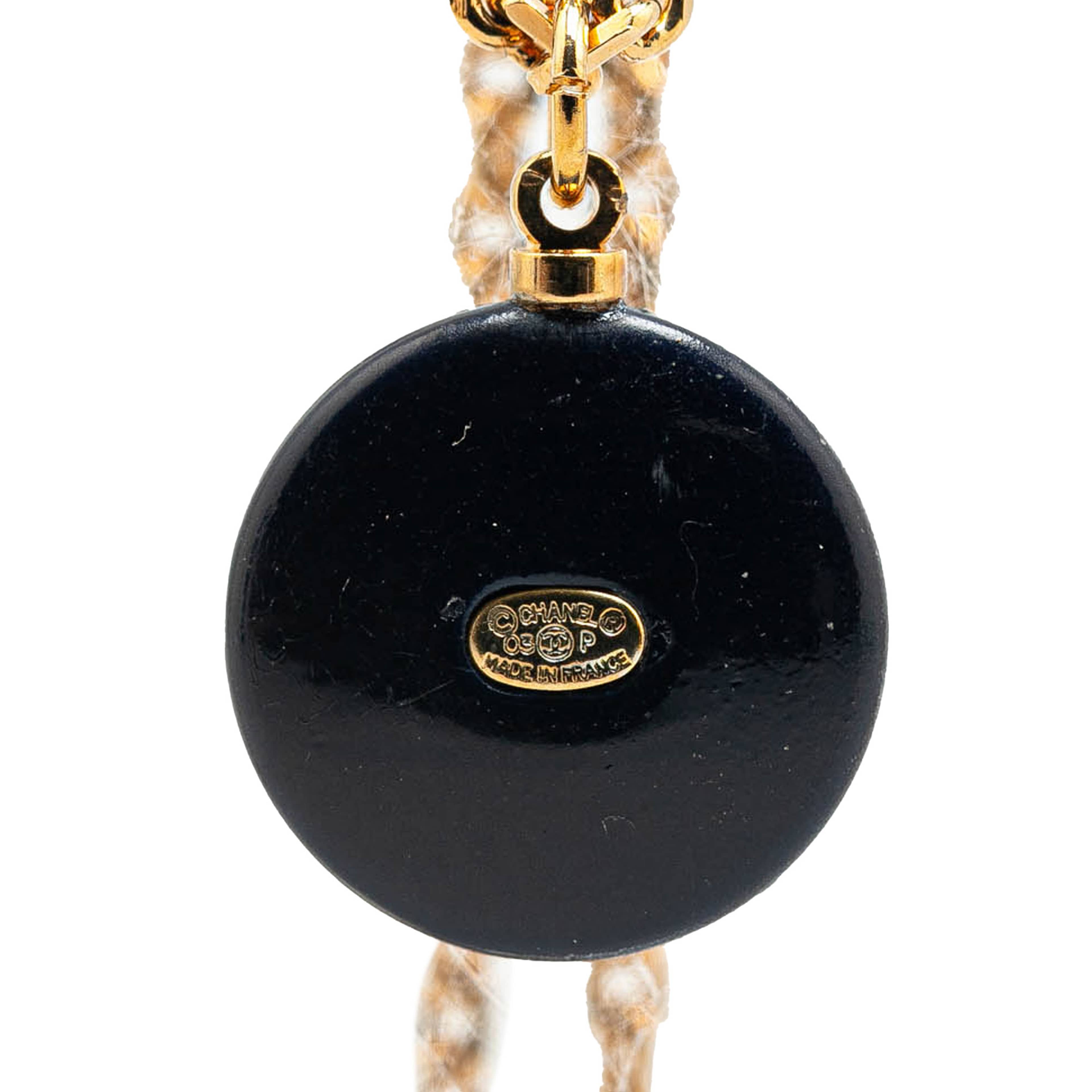 Chanel Gold Plated Cc Resin And Faux Pearl Pendant Necklace