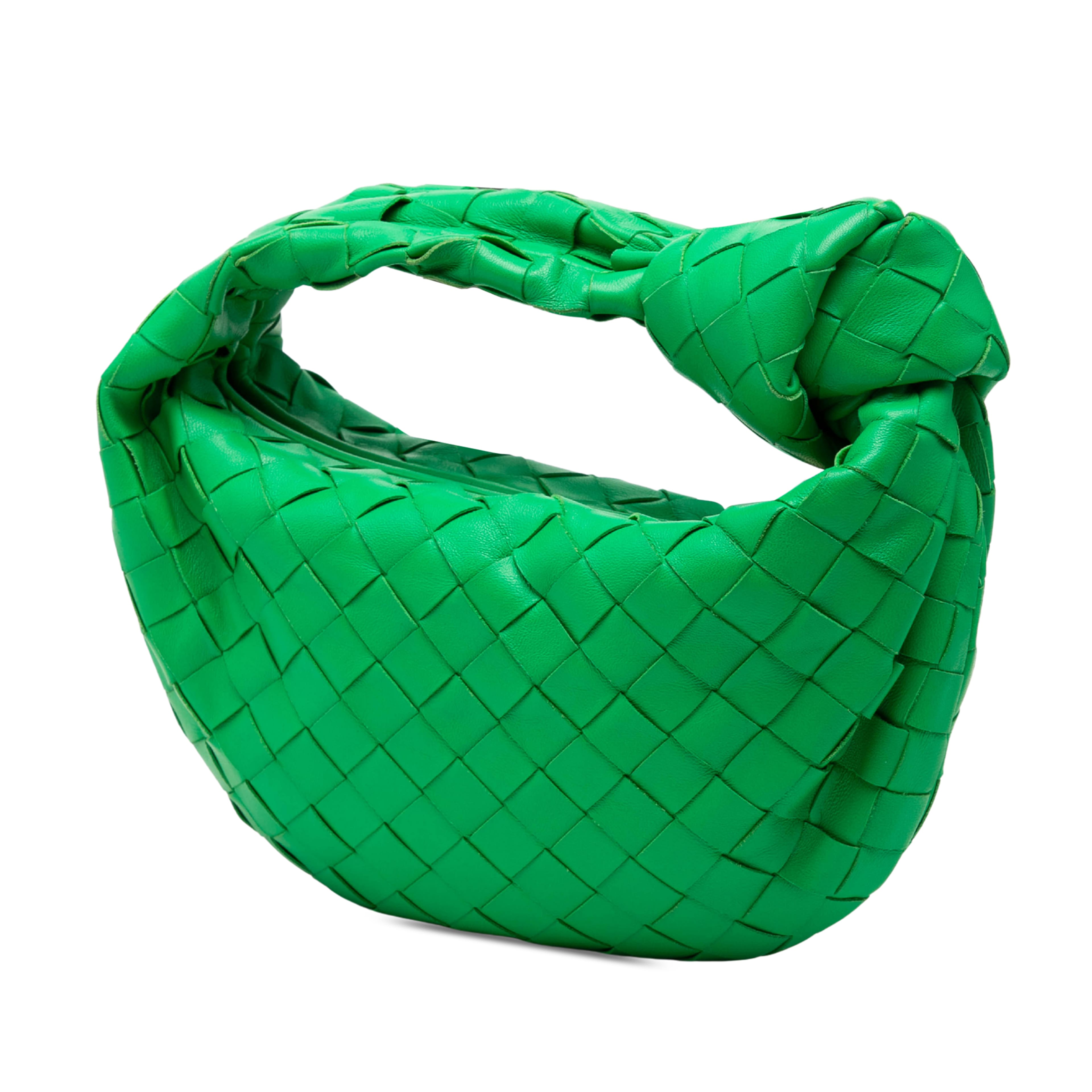 Bottega Veneta Mini Nappa Intrecciato Jodie, från Luxclusif, i färgen grön. Klicka för att öppna bilden i stort format