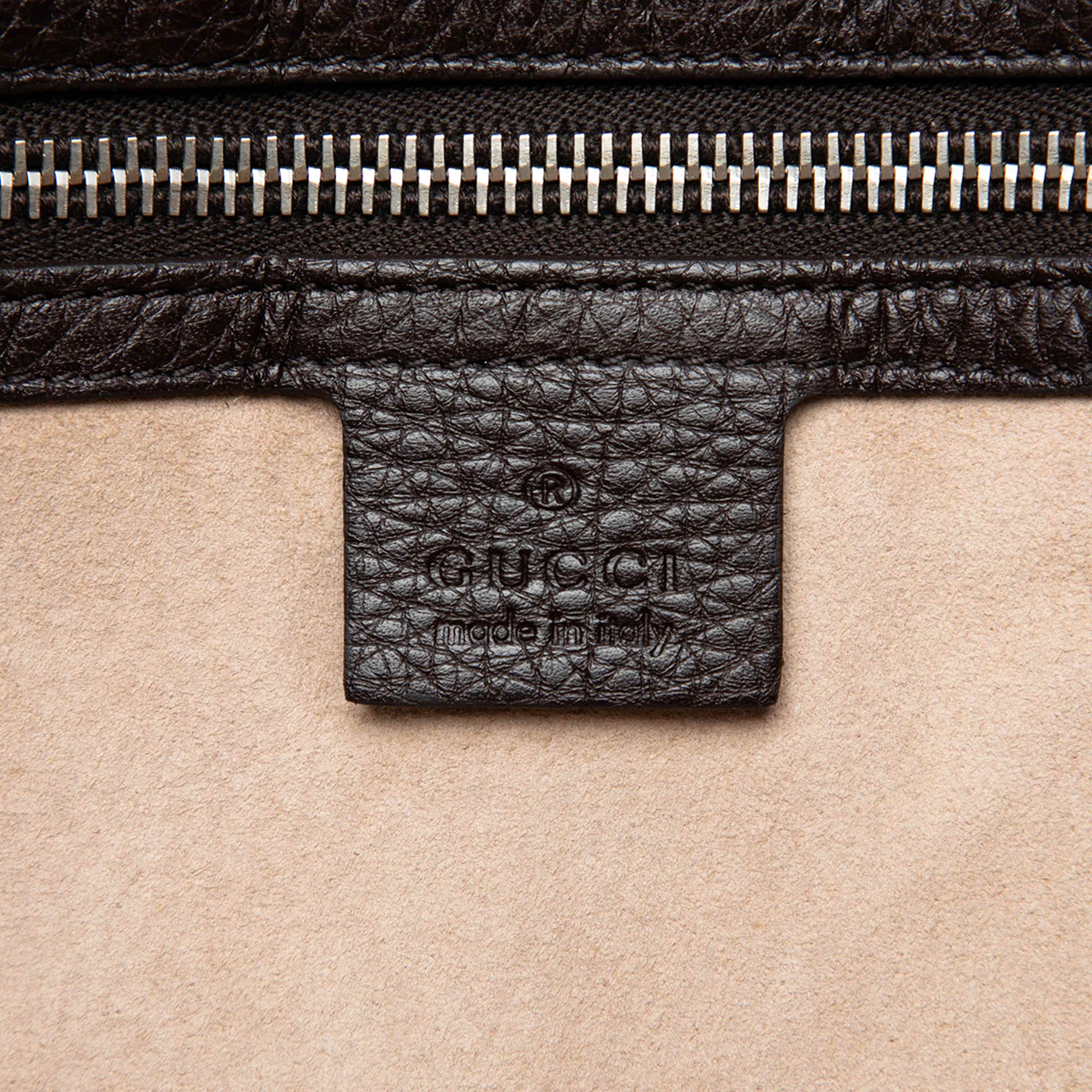 Gucci Grained Calfskin Tote, från Luxclusif, i färgen dark brown. Klicka för att öppna bilden i stort format