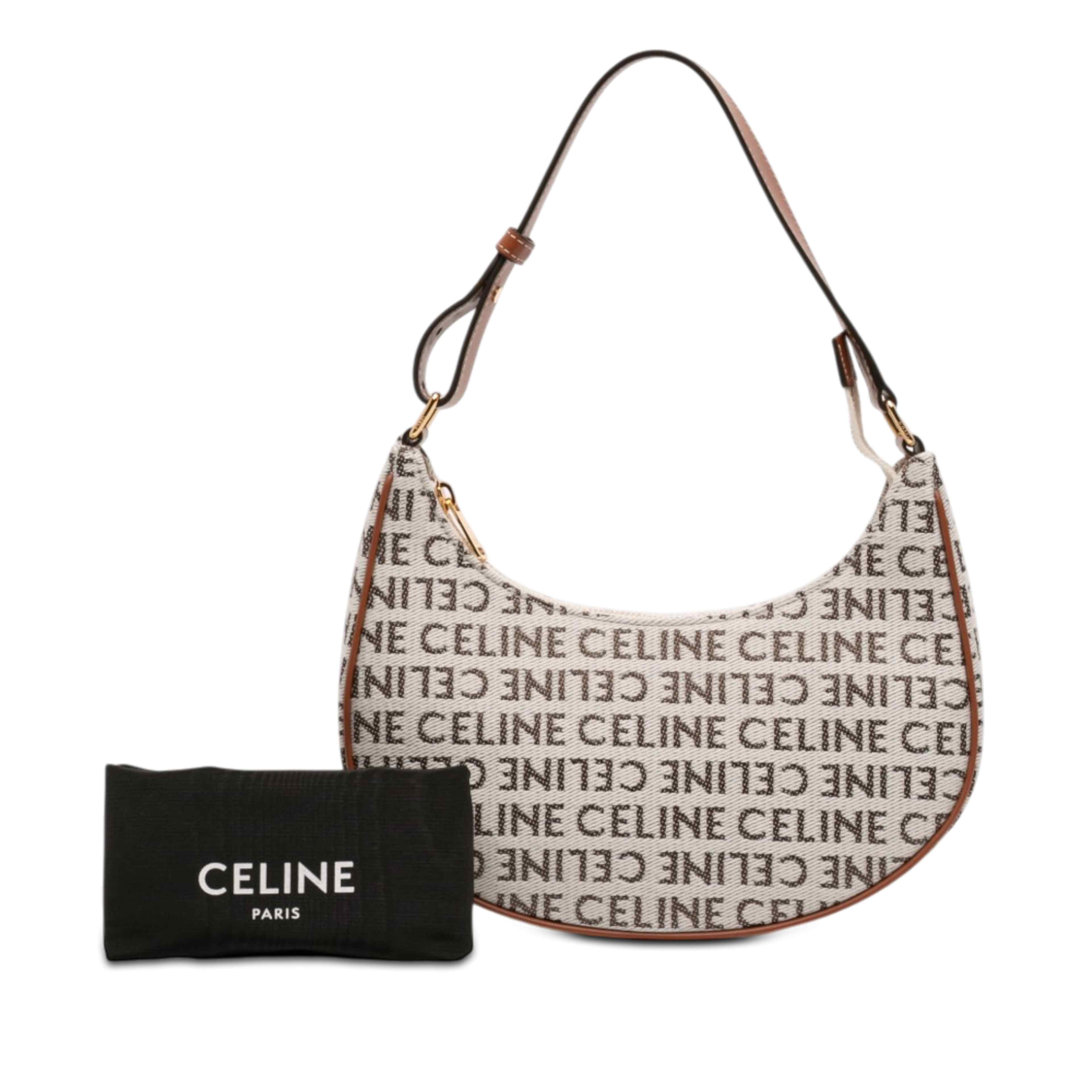 Celine Medium Canvas Logo Ava Shoulder Bag, från Luxclusif, i färgen brun. Klicka för att öppna bilden i stort format