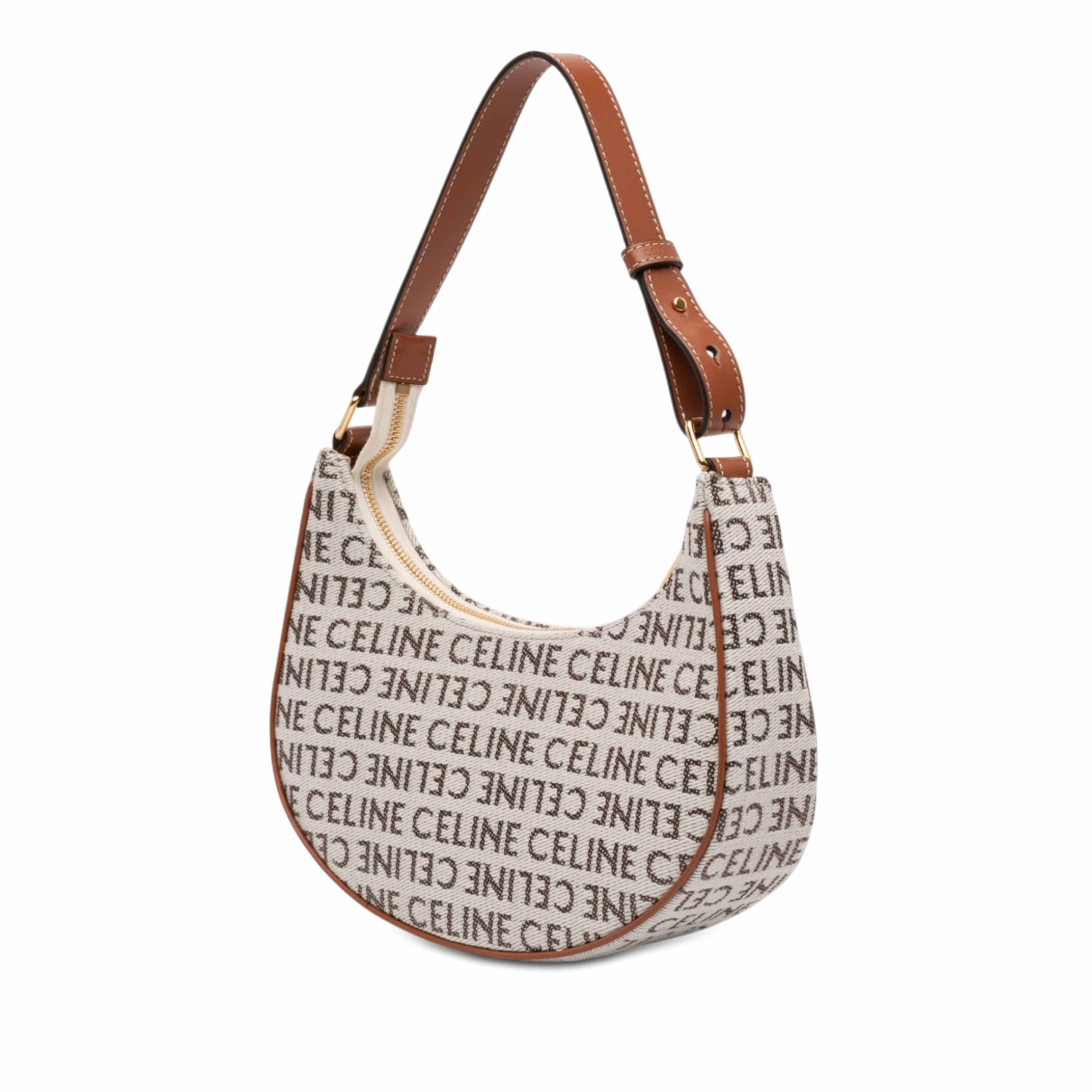Celine Medium Canvas Logo Ava Shoulder Bag, från Luxclusif, i färgen brun. Klicka för att öppna bilden i stort format
