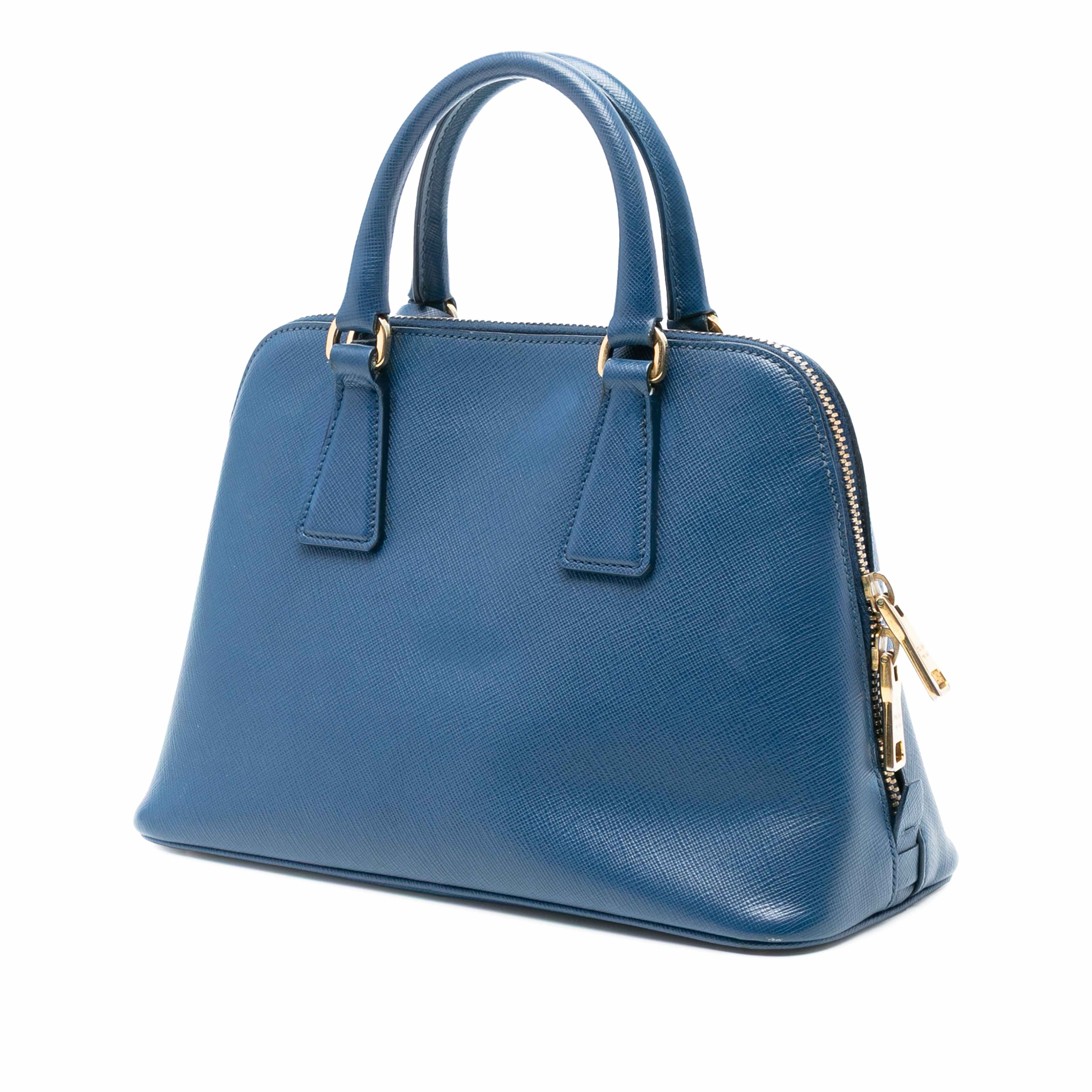 Prada Small Saffiano Lux Promenade Satchel, från Luxclusif, i färgen blue. Klicka för att öppna bilden i stort format