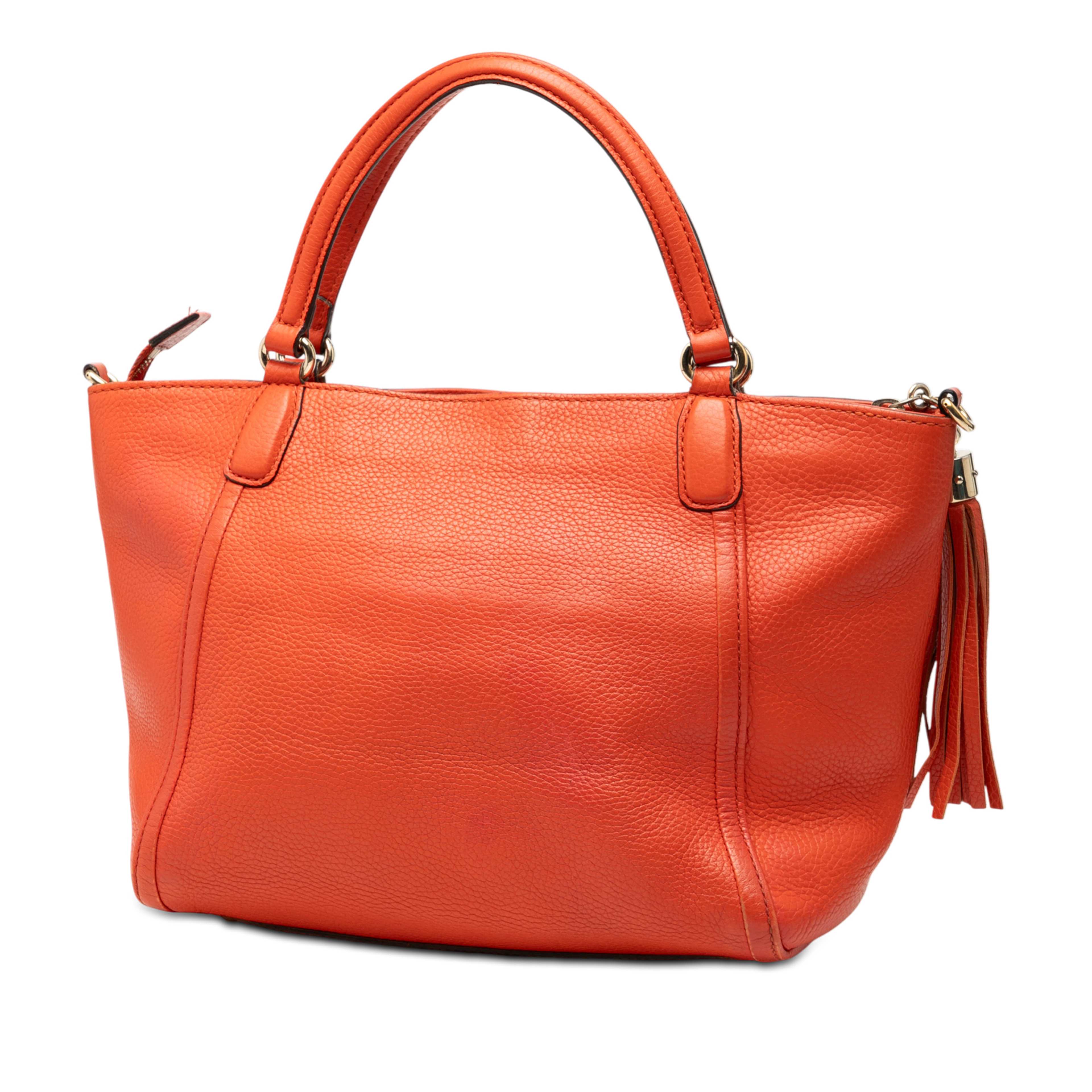 Gucci Small Leather Soho Cellarius Satchel, från Luxclusif, i färgen orange. Klicka för att öppna bilden i stort format